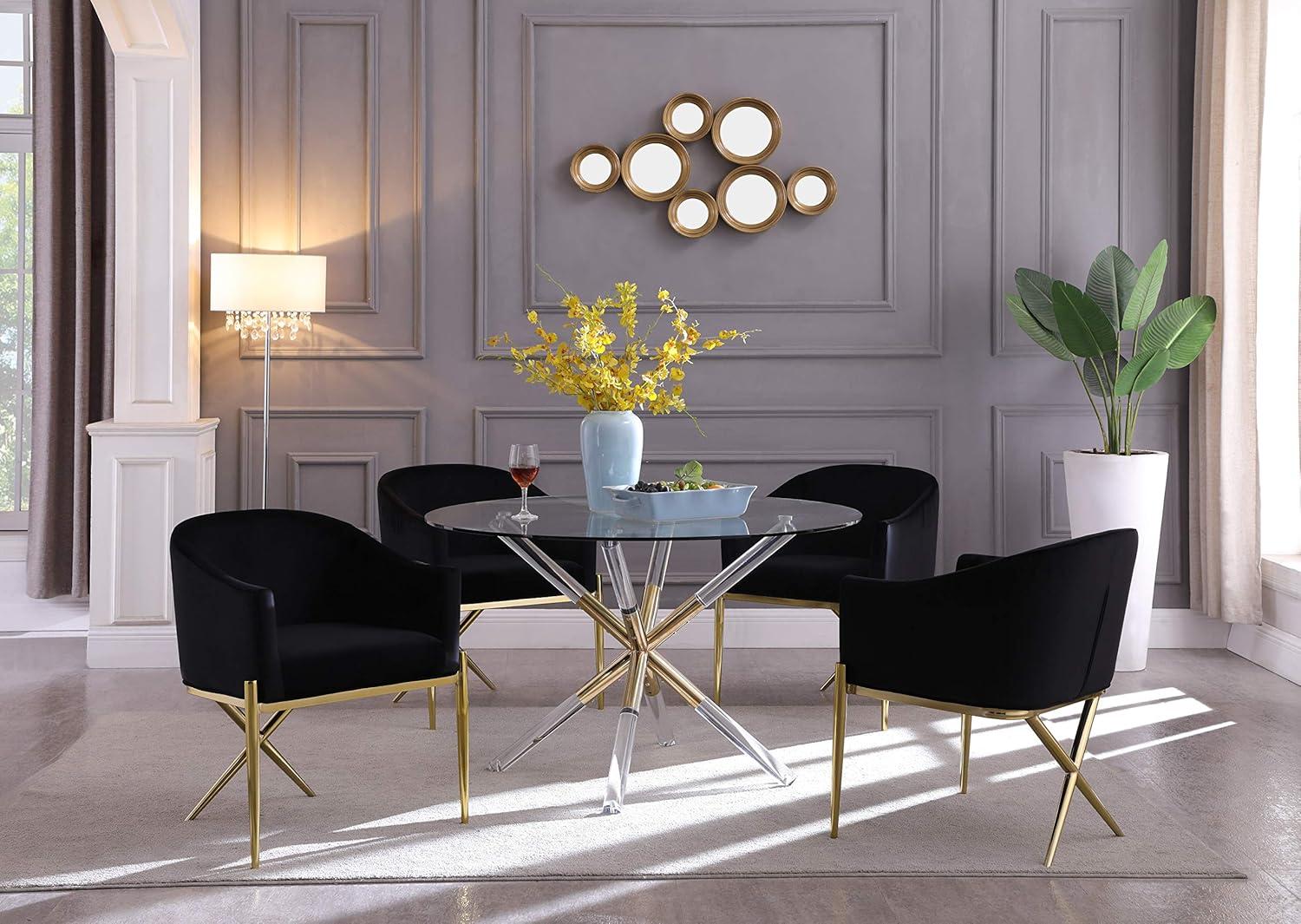 Meridian Furniture Mercury Round Tempered Glass Top Dining Table