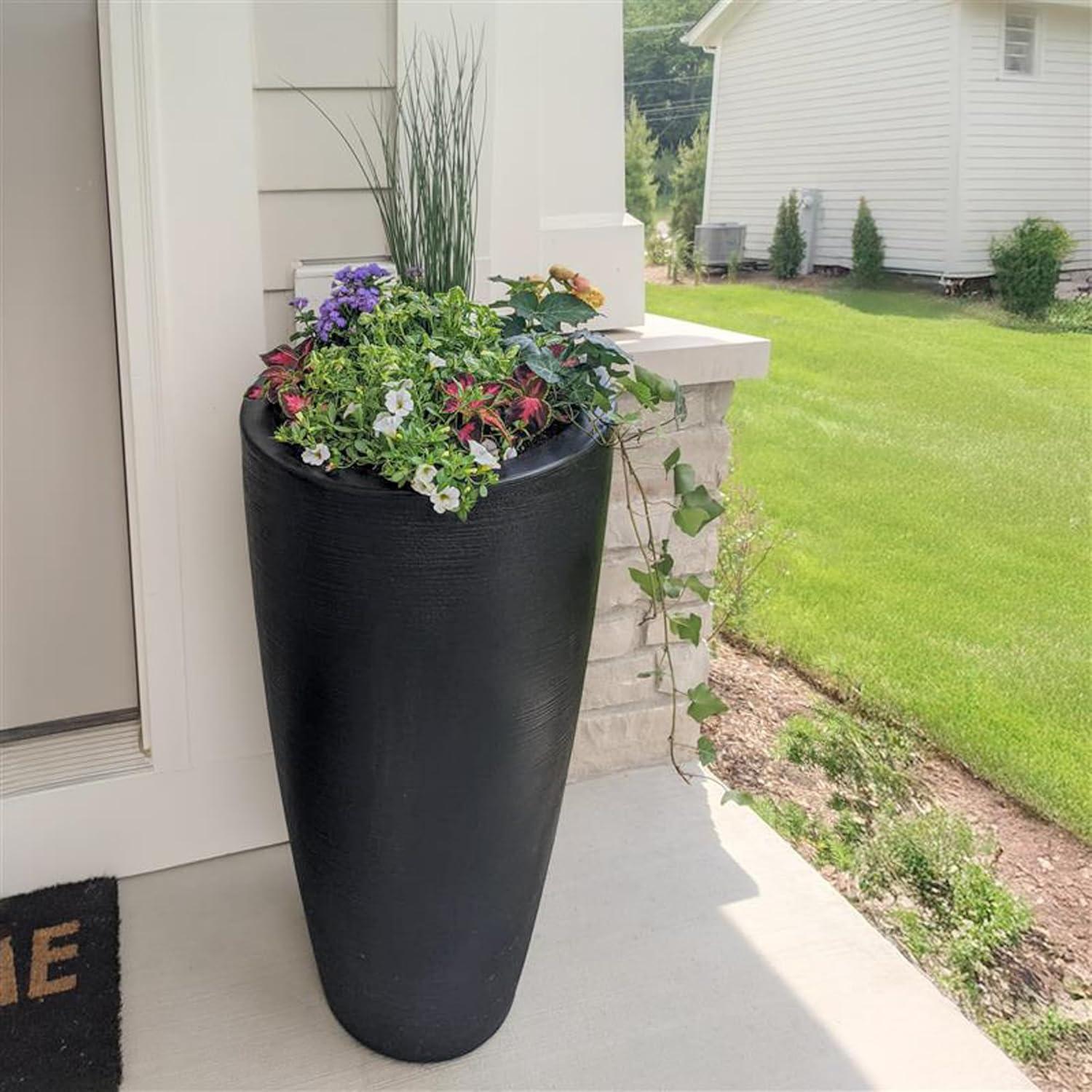 Mayne  Modesto Tall Planter Black - 32 in.