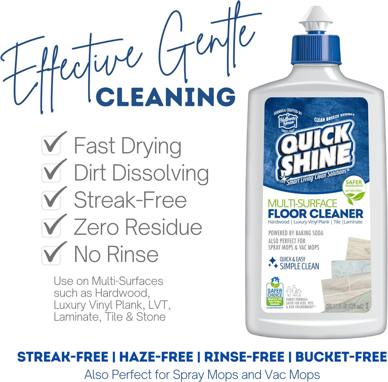 Quick Shine Spray Mop Combo Pack: Includes (1) Multi Surface Spray Mop, (3) Microfiber Pads and (1) 16 oz Multi-Surface Cleaner