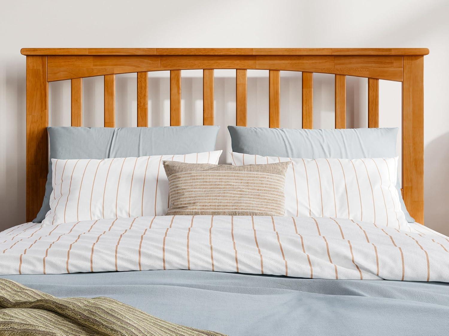 AFI Furnishings Mission Full Solid Wood Headboard with Attachable Charger in Light Toffee