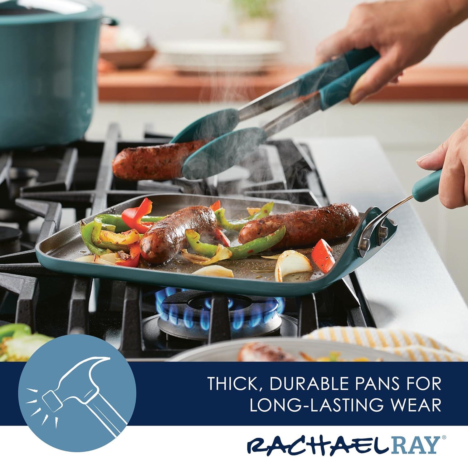 Rachael Ray Rachael Ray Cook + Create Aluminum Nonstick Square Stovetop Griddle Pan, 11-Inch