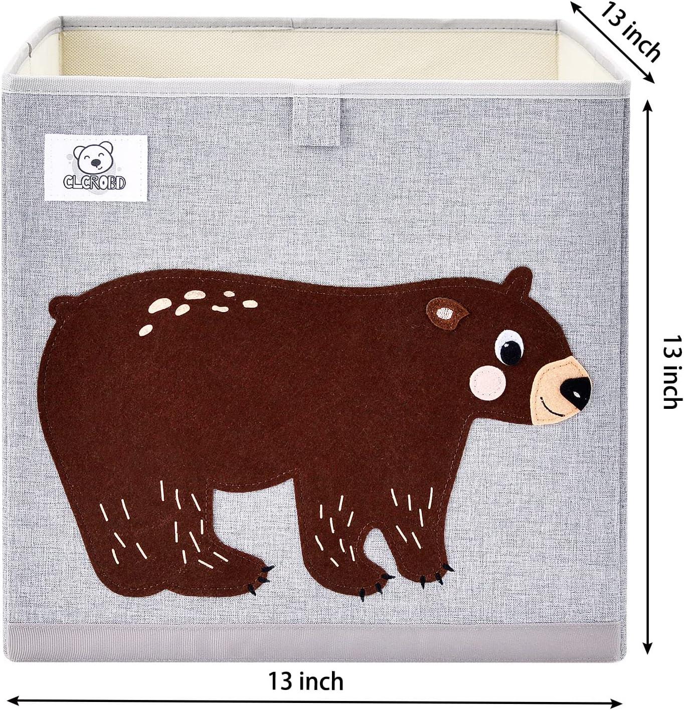 Gray Foldable Animal Storage Bin with Bear Design