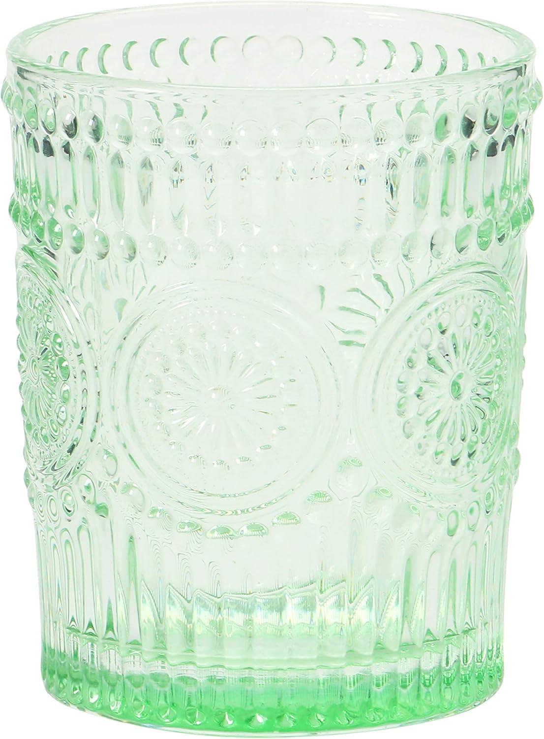 Creative Co-Op 12 oz. Embossed Drinking Glass, 4 Colors