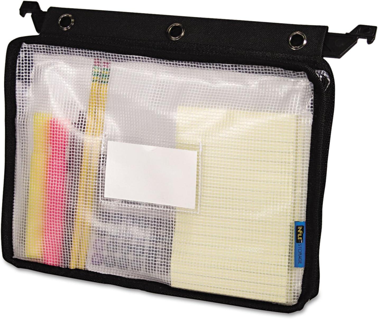 Clear Mesh Expanding Zipper Pouch with Black Trim