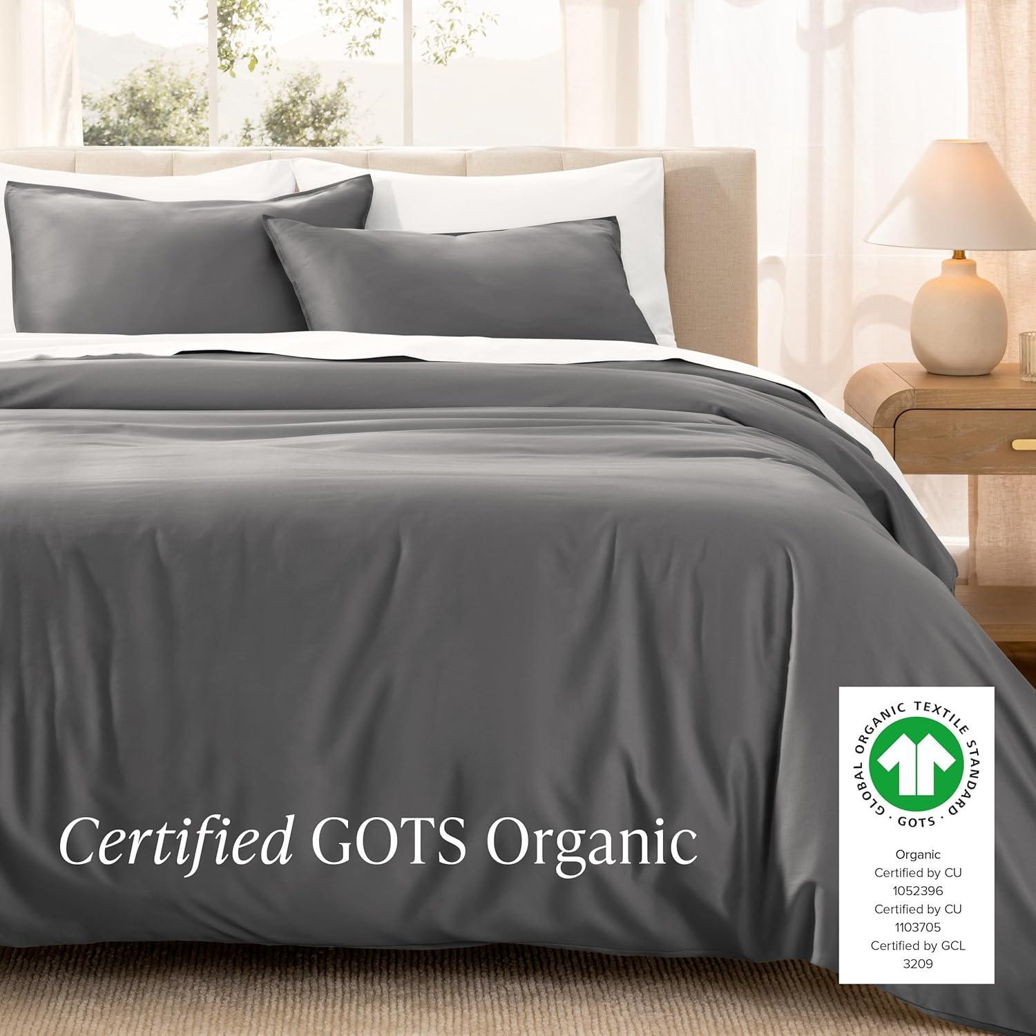Bare Home 400 Thread Count Organic Cotton Sateen Duvet Cover Set