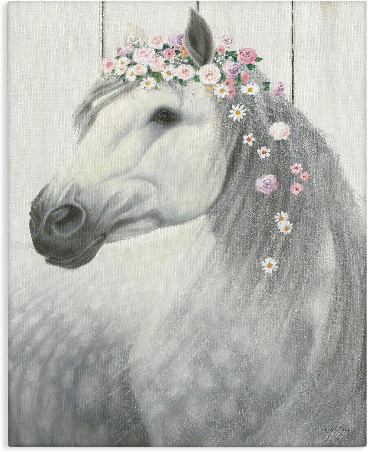Stupell Industries Spirit Stallion Horse with Flower Crown Gallery Wrapped Canvas Wall Art, 24 x 30