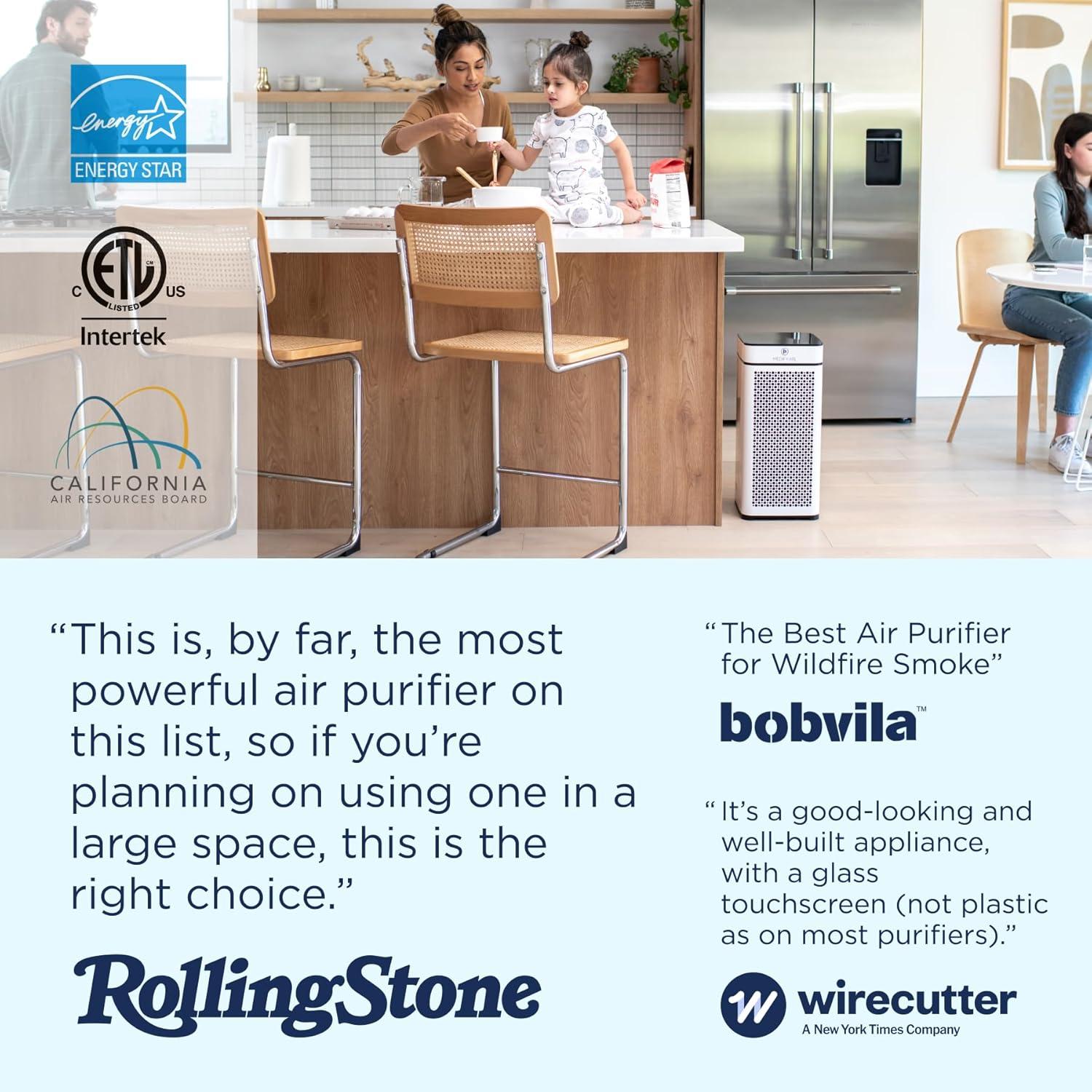 Medify Air White MA-50 Air Purifier with HEPA Filters I Smoke Dust Pet Odors I 3 in 1 with Pre-filter HEPA H13 & Activated Carbon I Removal of 0.1 to 0.3 microns I 1,793 Sq ft Coverage I 1-Pack