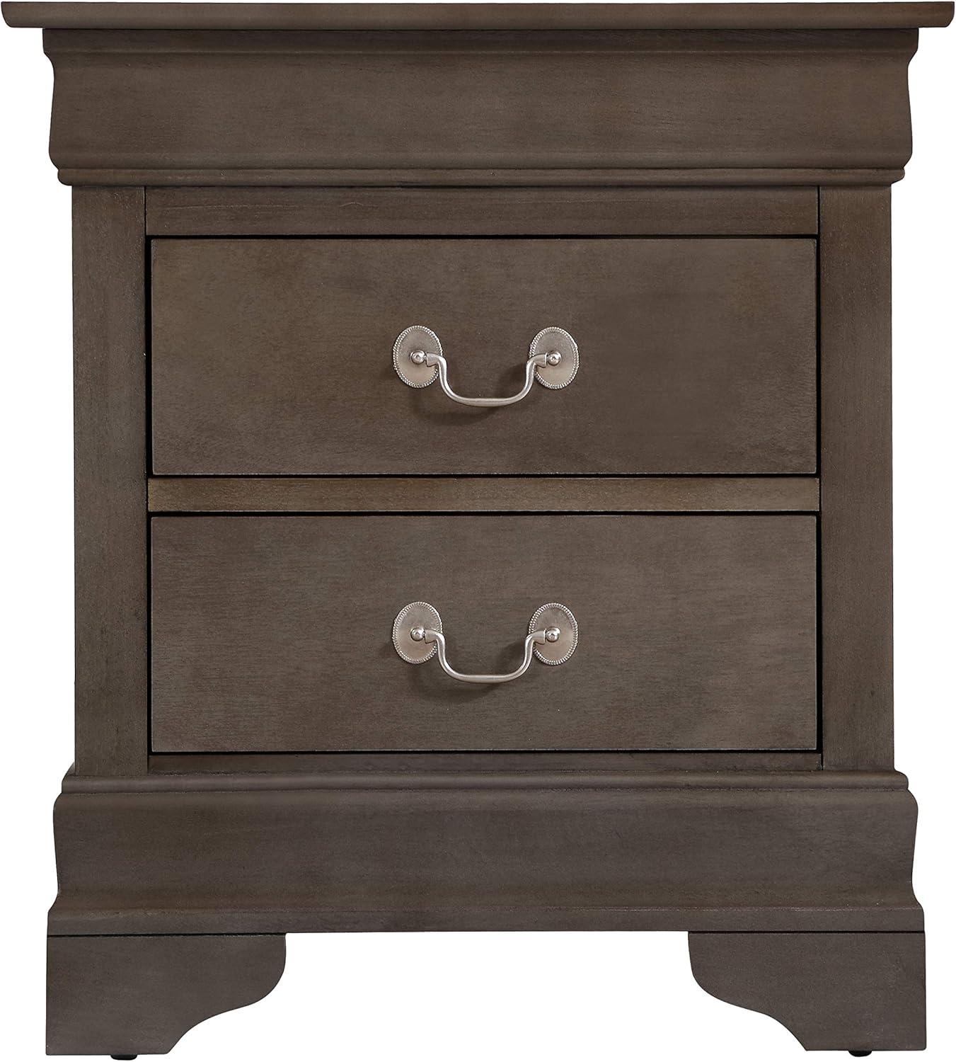 Glory Furniture Louis Phillipe 2 Drawer Nightstand in Gray