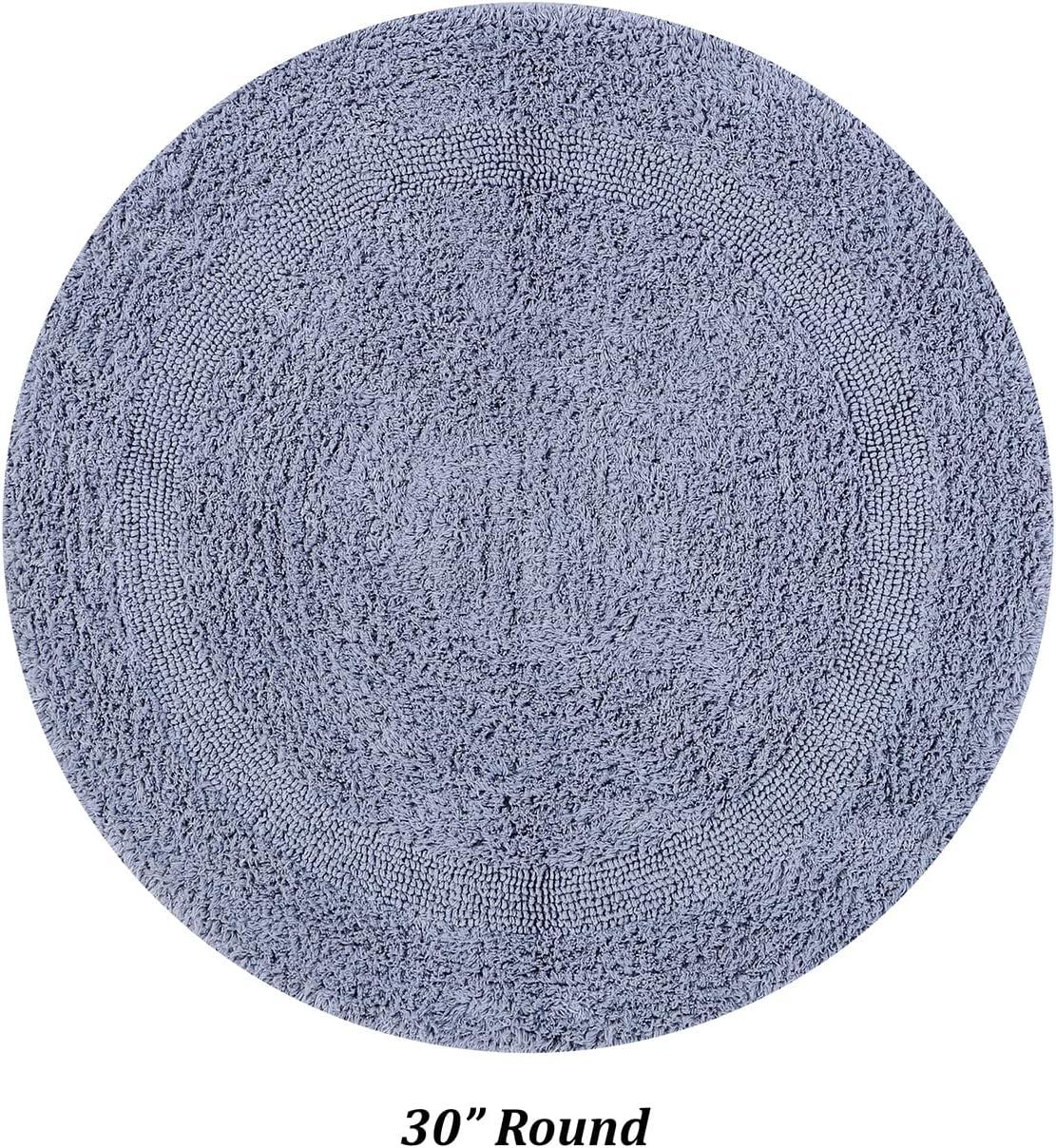 Lux Silver 30" Round Cotton Tufted Bath Rug