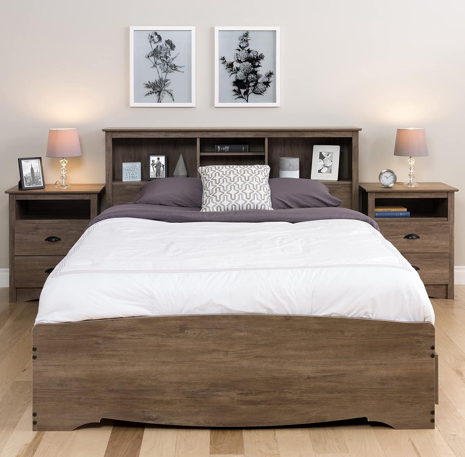 Queen Salt Spring Headboard Drifted Gray - Prepac: Coastal Style Storage Design