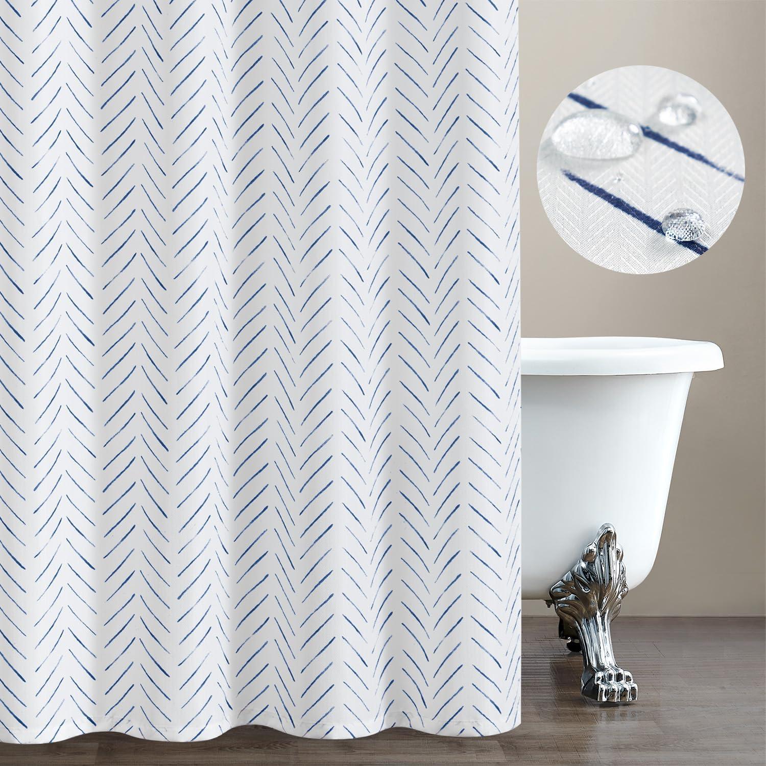 George Oliver Baun Chevron Shower Curtain with Hooks Included