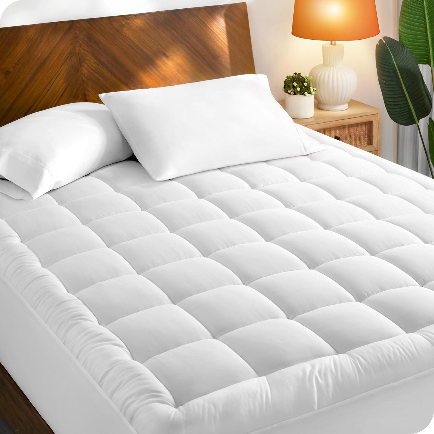 White Twin XL Cotton Top Down Alternative Mattress Pad