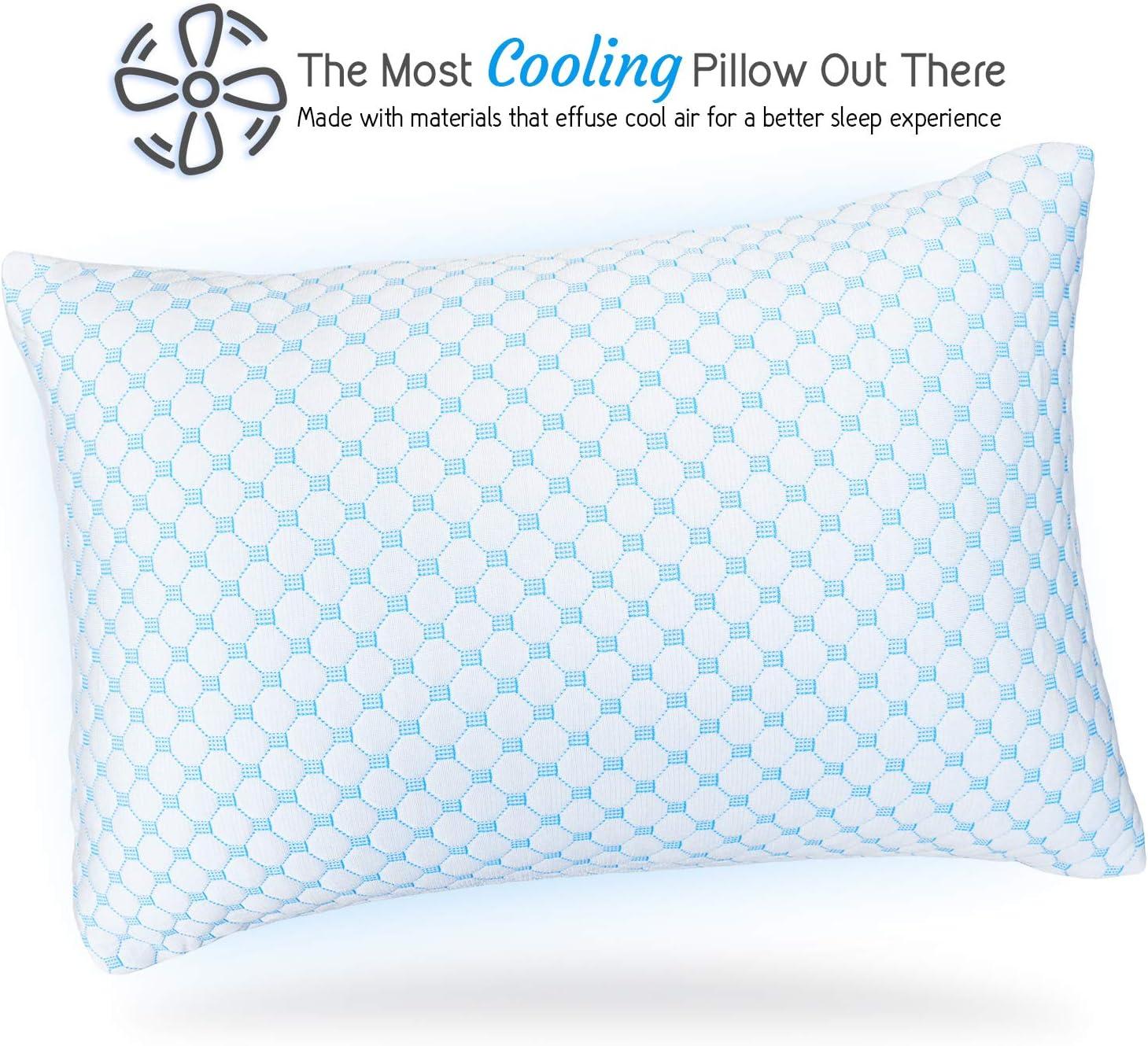 Virtu Cooling Memory Foam Pillows For Bed 2 Pack, Reversible Soft Pillow Cooling Pillow Cover, Standard Pillow Set of 2 Pack