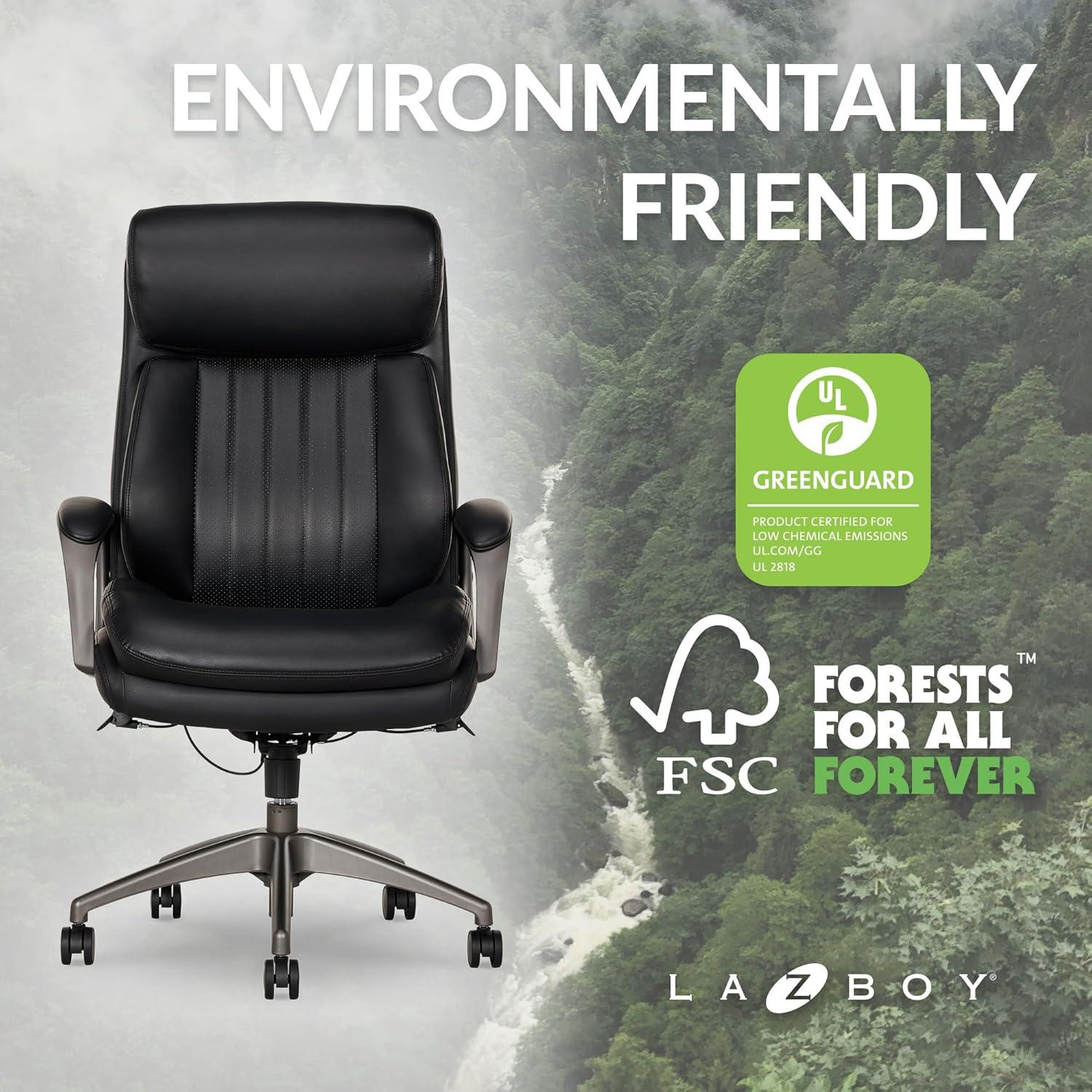La-Z-Boy La-Z-Boy® Nova Executive Office Chair, Patented AIR Ergonomic Support Technology®, High-Back Premium Comfort & Support, Vegan PU Leather