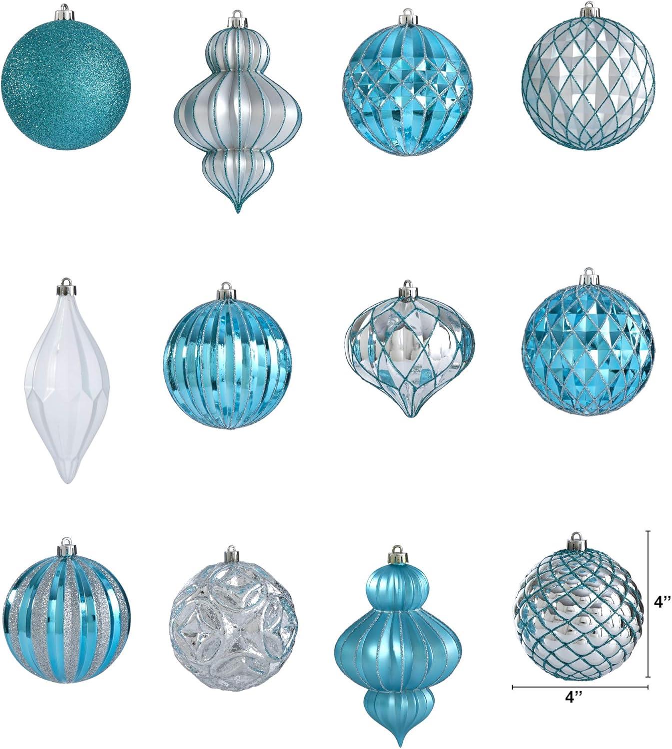 Holiday Lux Shatterproof, 12 Count Christmas Tree Ornament Set, 100mm with Re-Useable Box