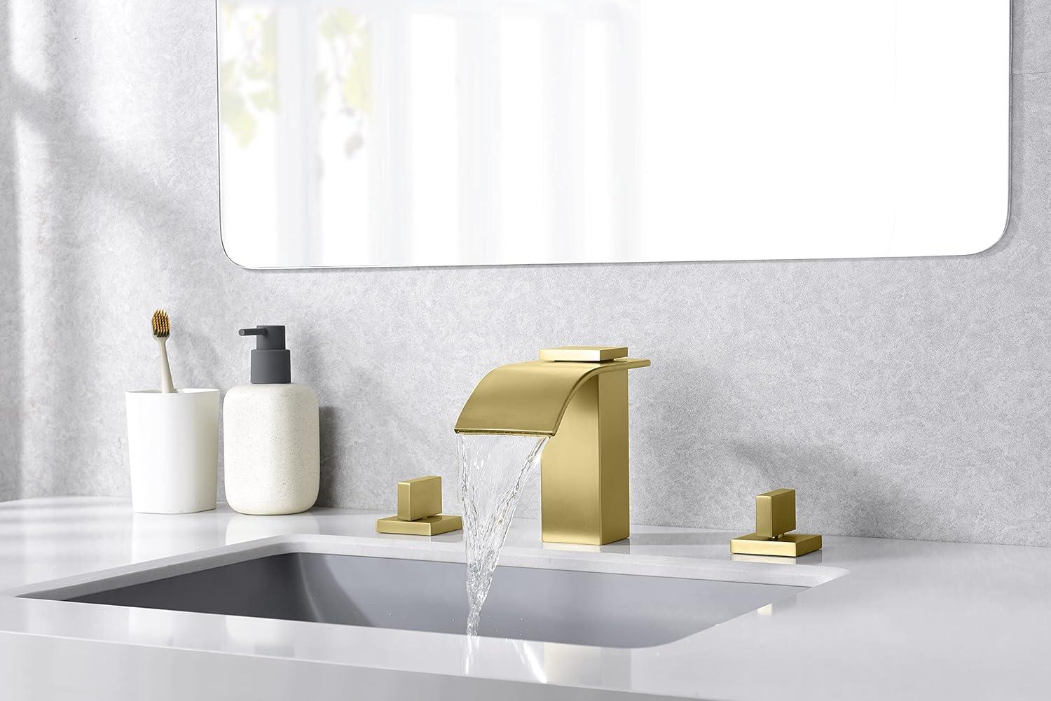 Brushed Gold 8-Inch Widespread Double Handle Bathroom Faucet