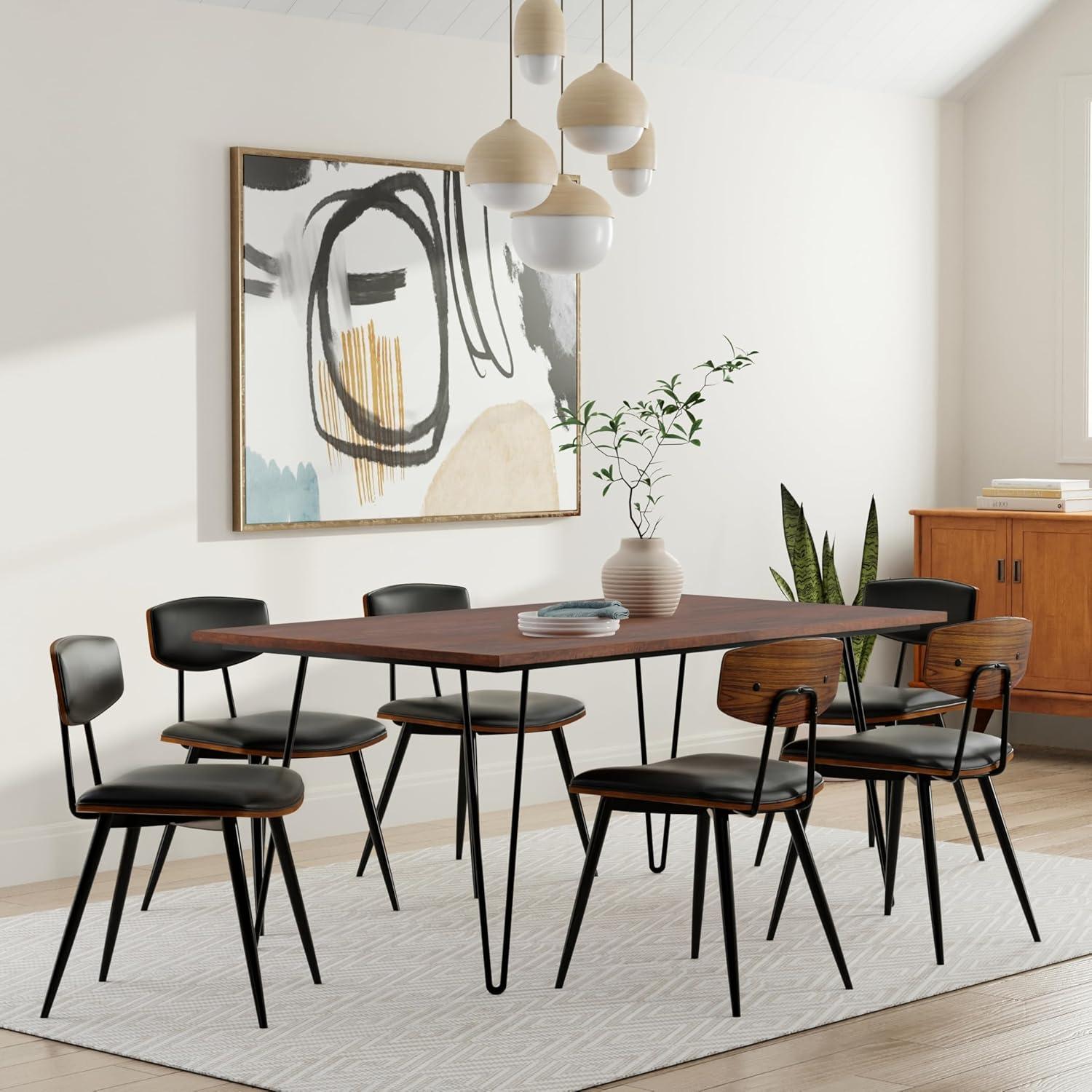 Hunter Solid Wood Top Metal Base Dining Table