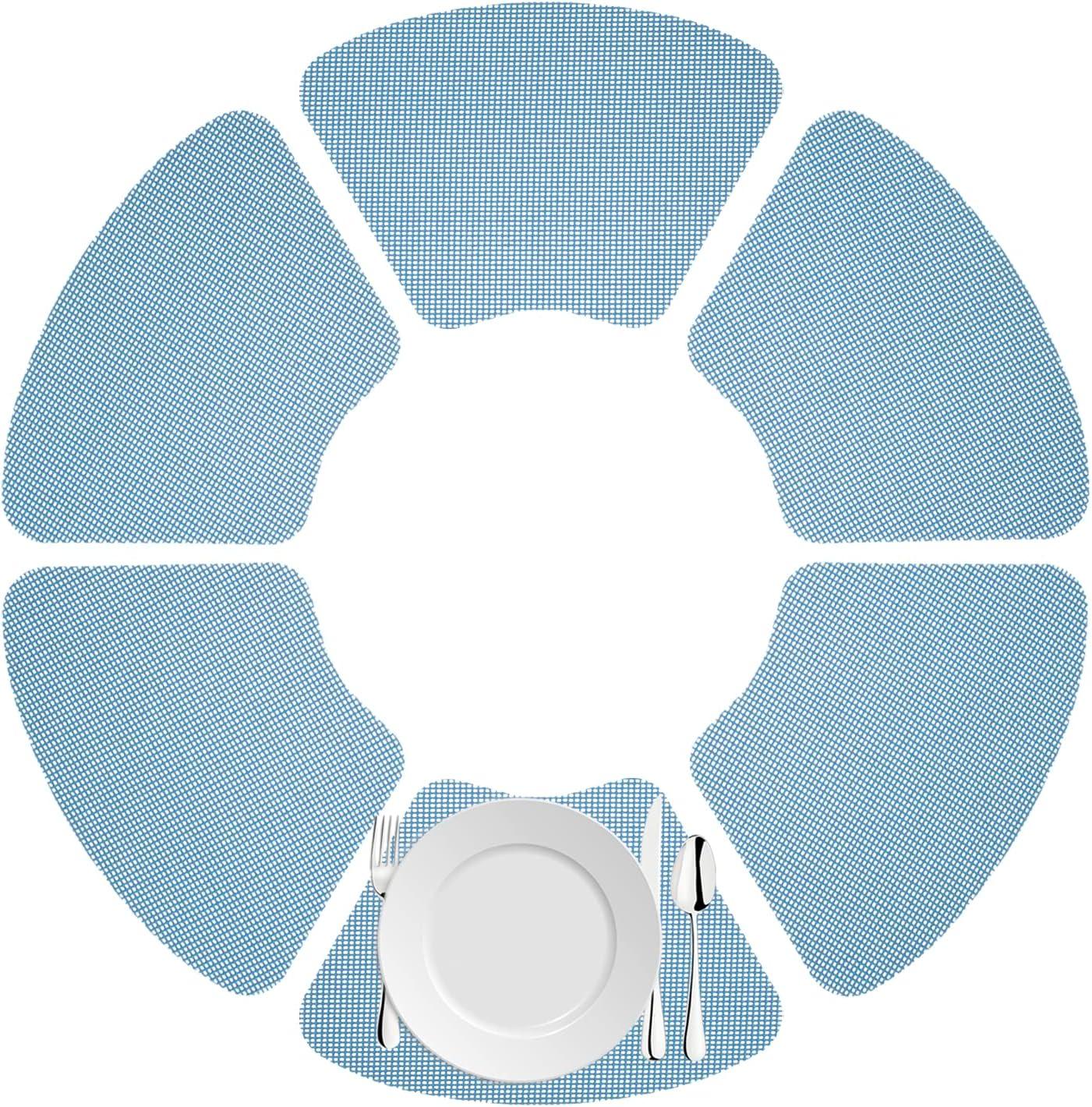 Kraftware Fishnet Wedge Placemats to Add Color to Any Round Outdoor Table (Set of 6) Niagara Blue