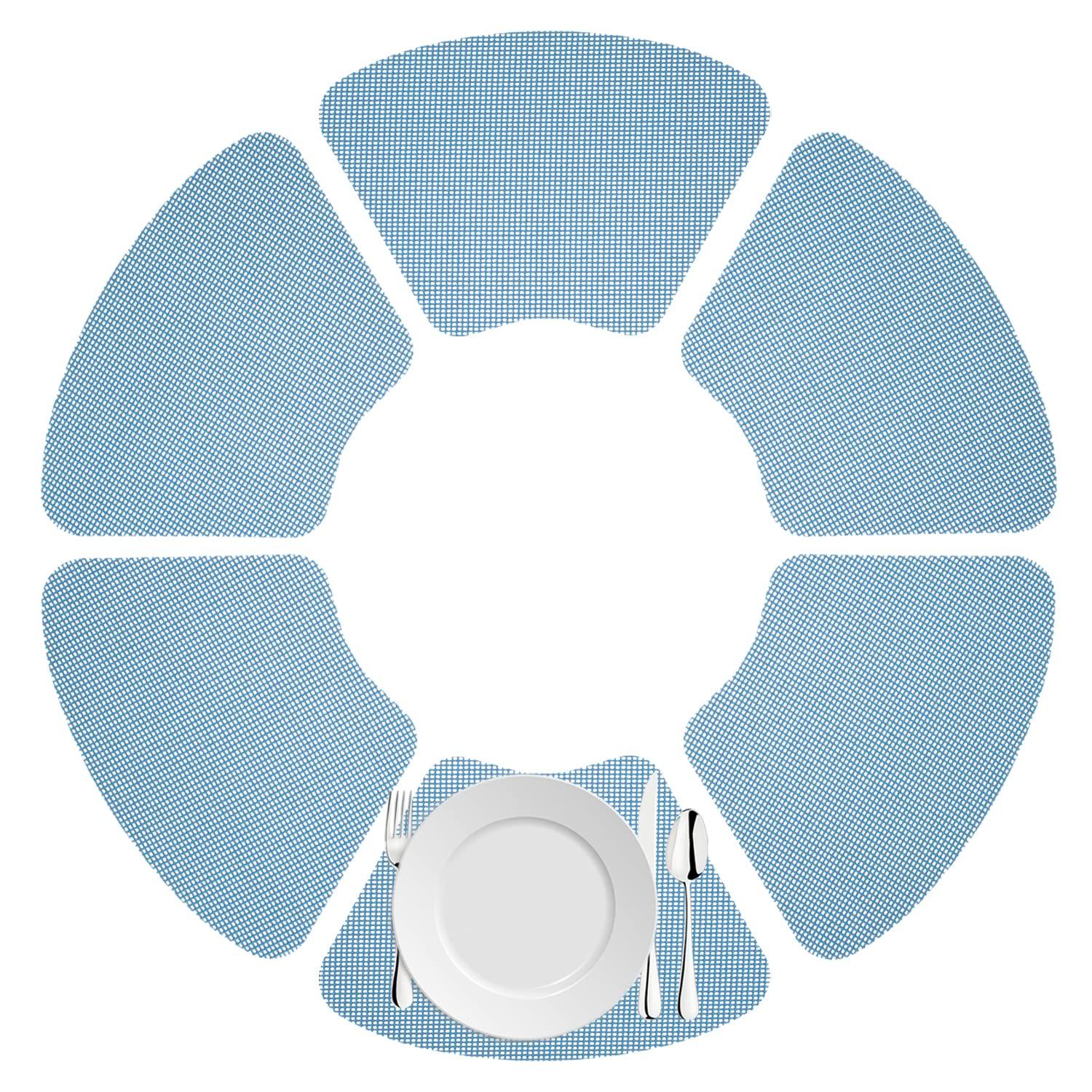 Kraftware Fishnet Wedge Placemats to Add Color to Any Round Outdoor Table (Set of 6) Niagara Blue