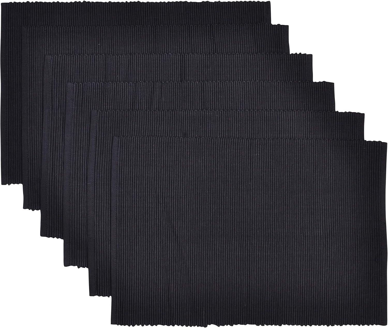 Black Ribbed Placemat (Set of 6)