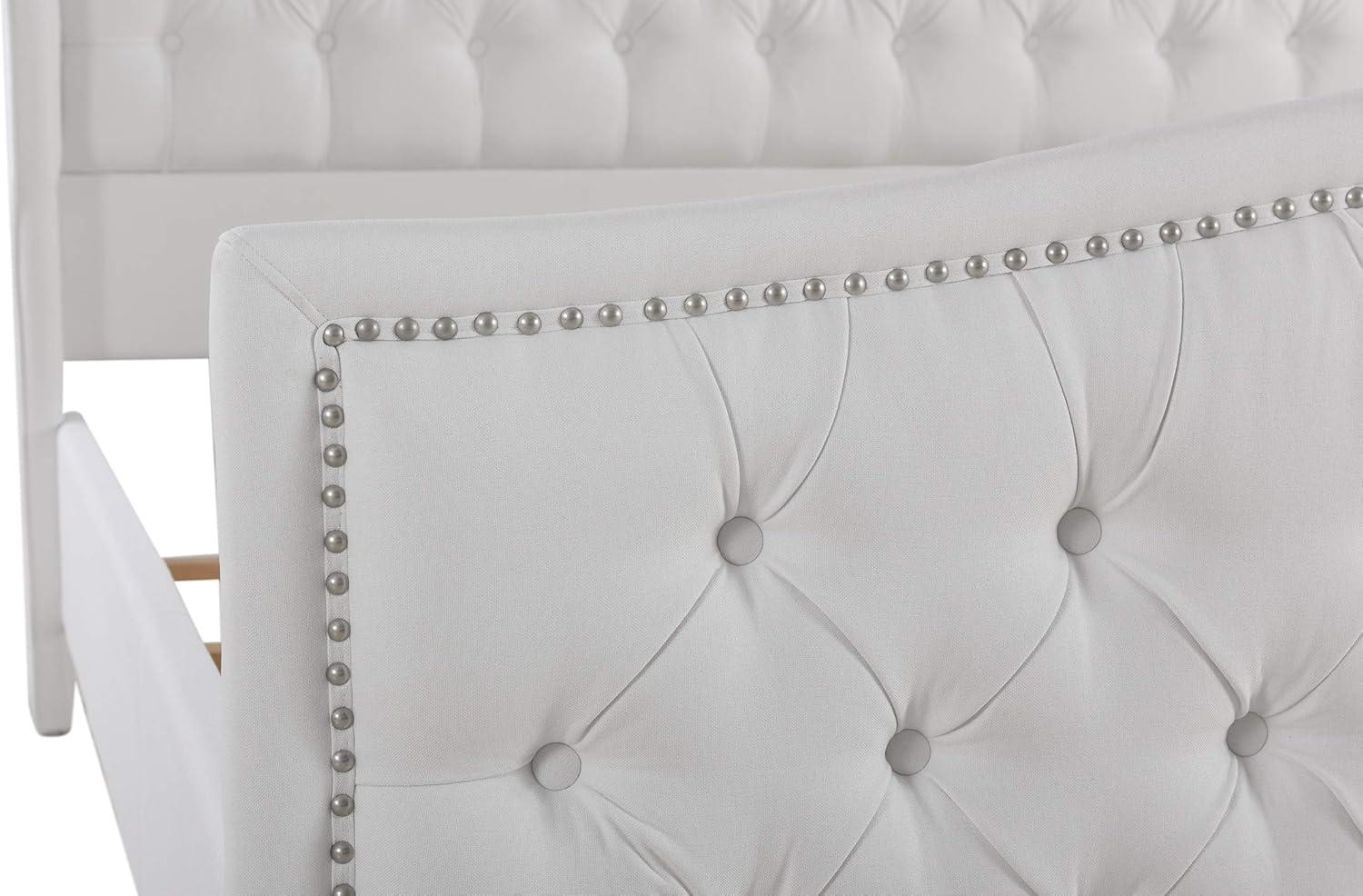 Marcella Tufted Wingback King Bed Bright White