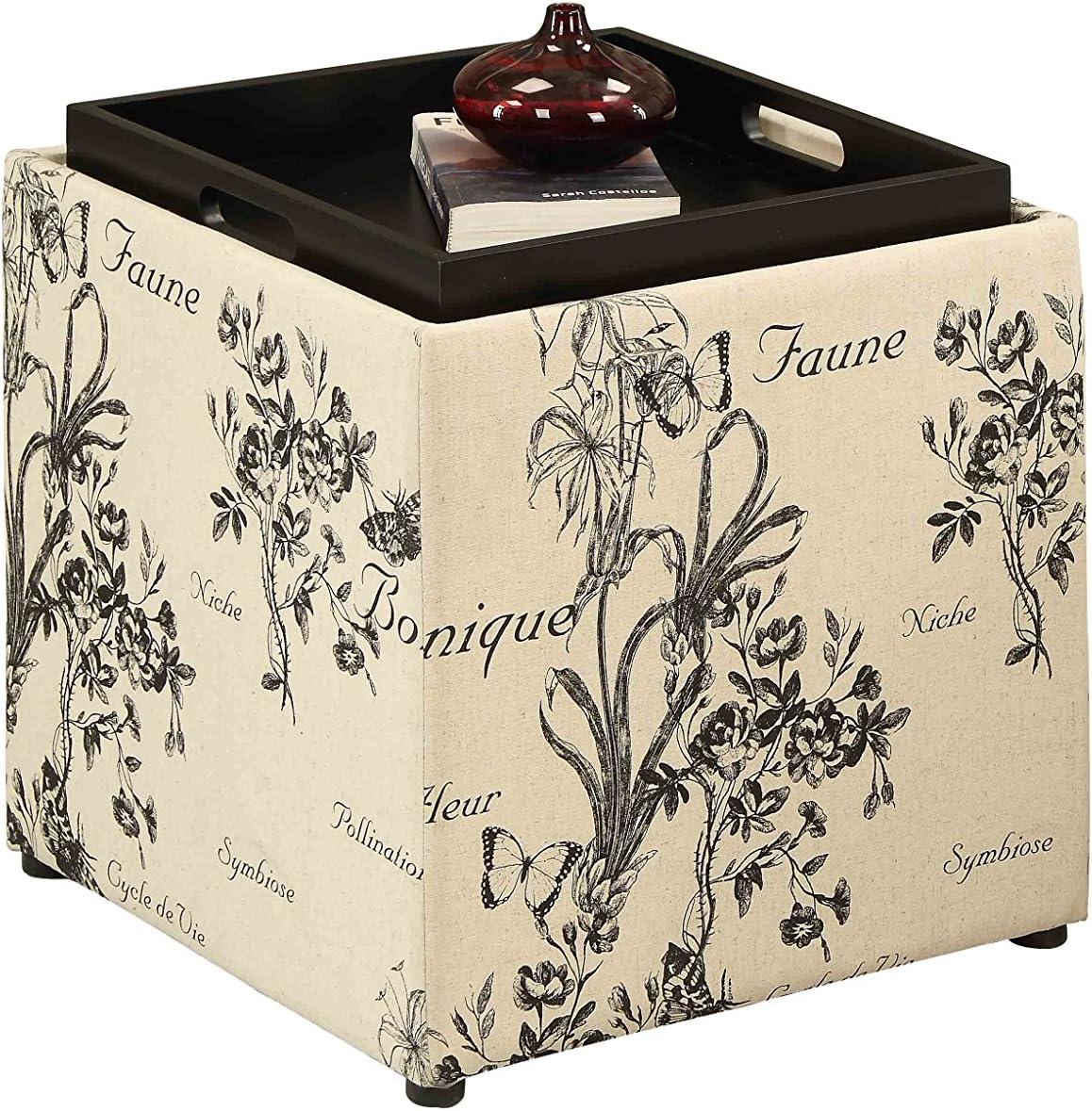 Designs4Comfort Park Avenue Single Ottoman with Stool, Botanical Print