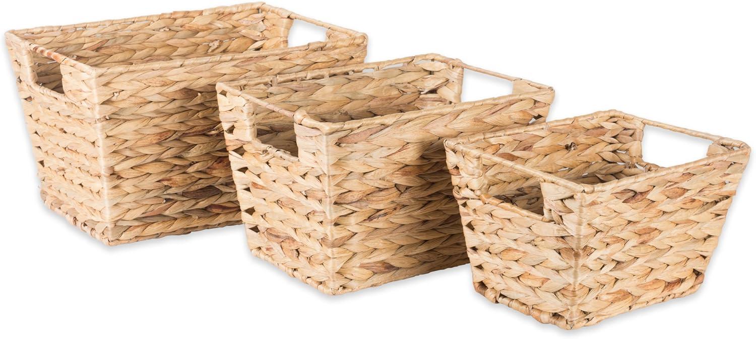 Natural Water Hyacinth Rectangular Storage Baskets Set of 3