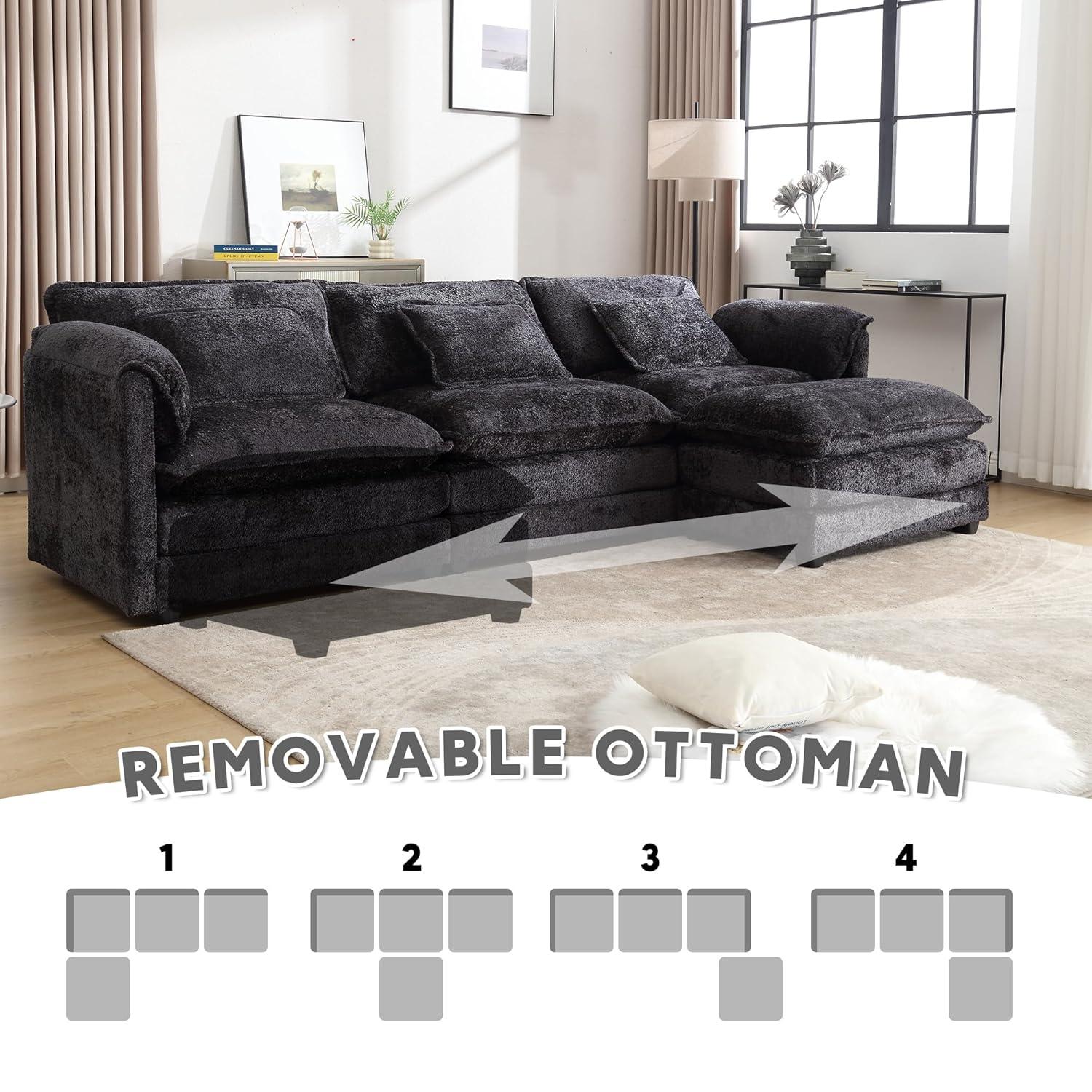 Latitude Run® Millan 112" L Shaped Modular Sectional Sofa with Ottoman & Memory Foam