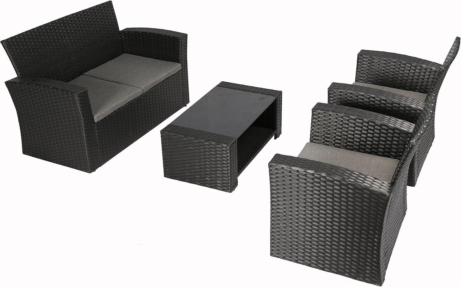 Baner Garden Complete Patio 4 Piece Rattan Wicker Conversation Set