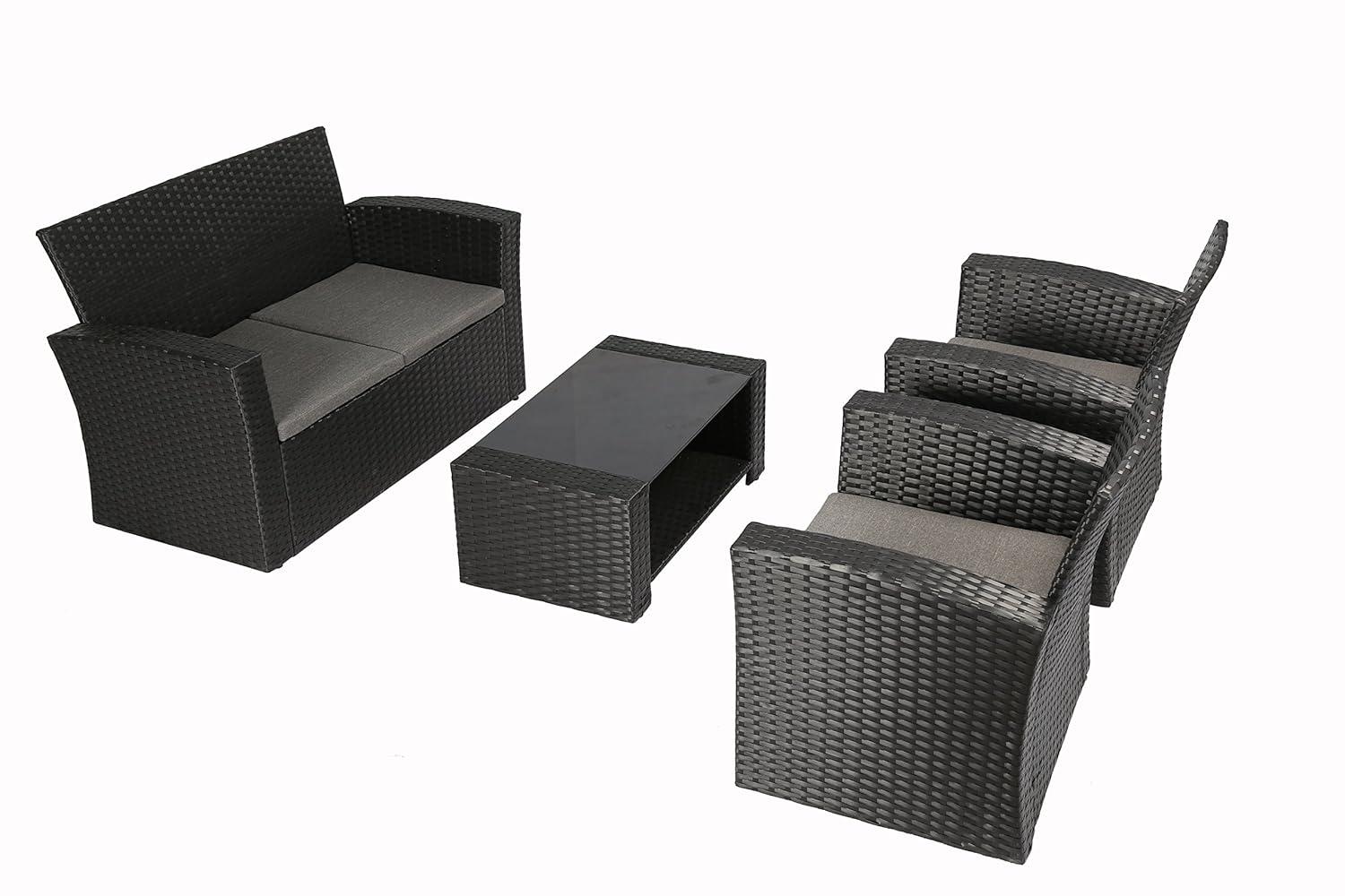 Baner Garden Complete Patio 4 Piece Rattan Wicker Conversation Set