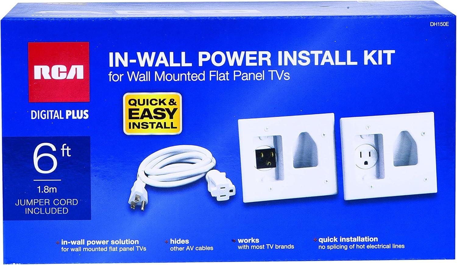 RCA DH150F RCA In-Wall Power Install and Cord Management Kit for Wall Mounted Flat Panel TVs, White