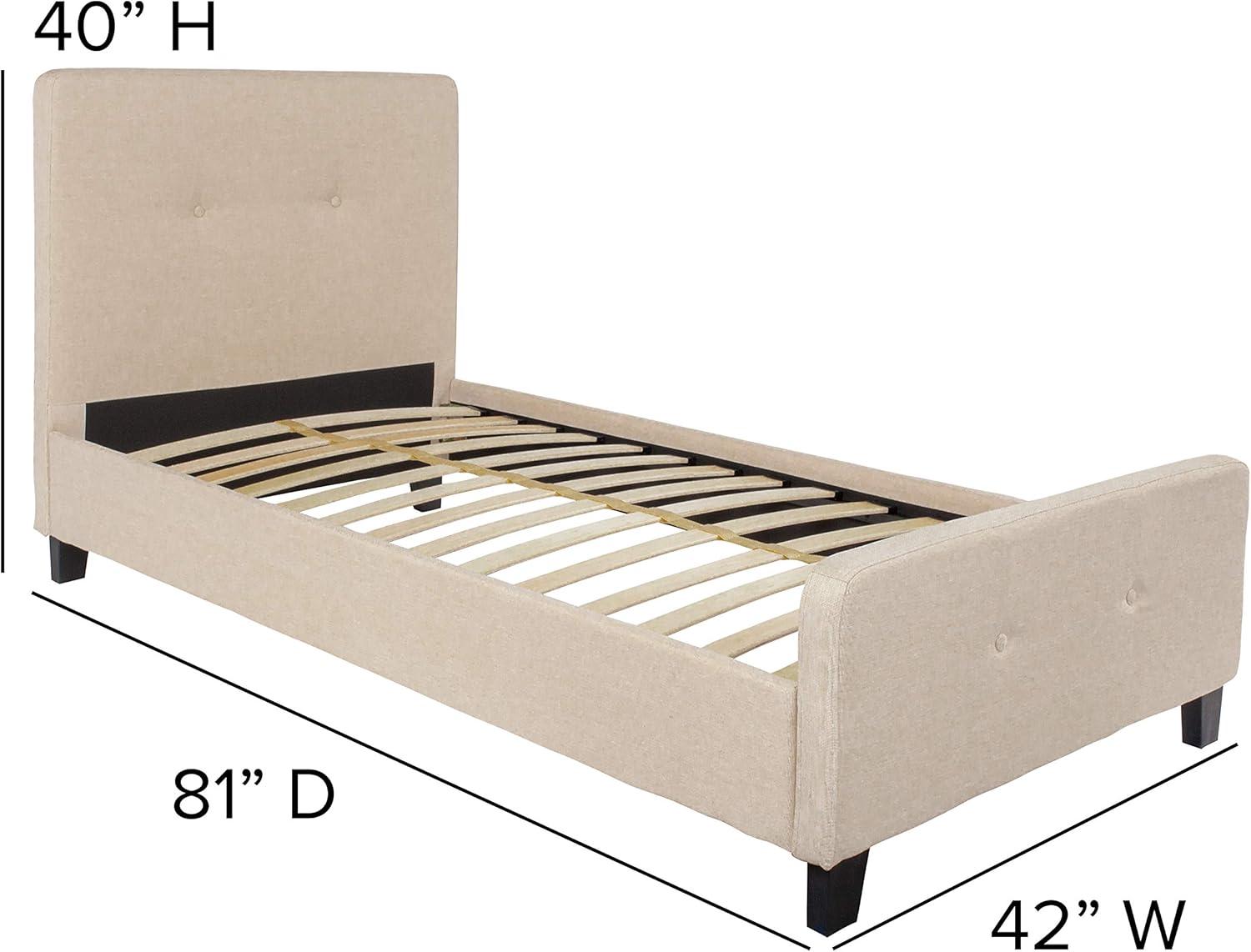 Flash Furniture Tribeca Queen Size Tufted Upholstered Platform Bed in Beige Fabric