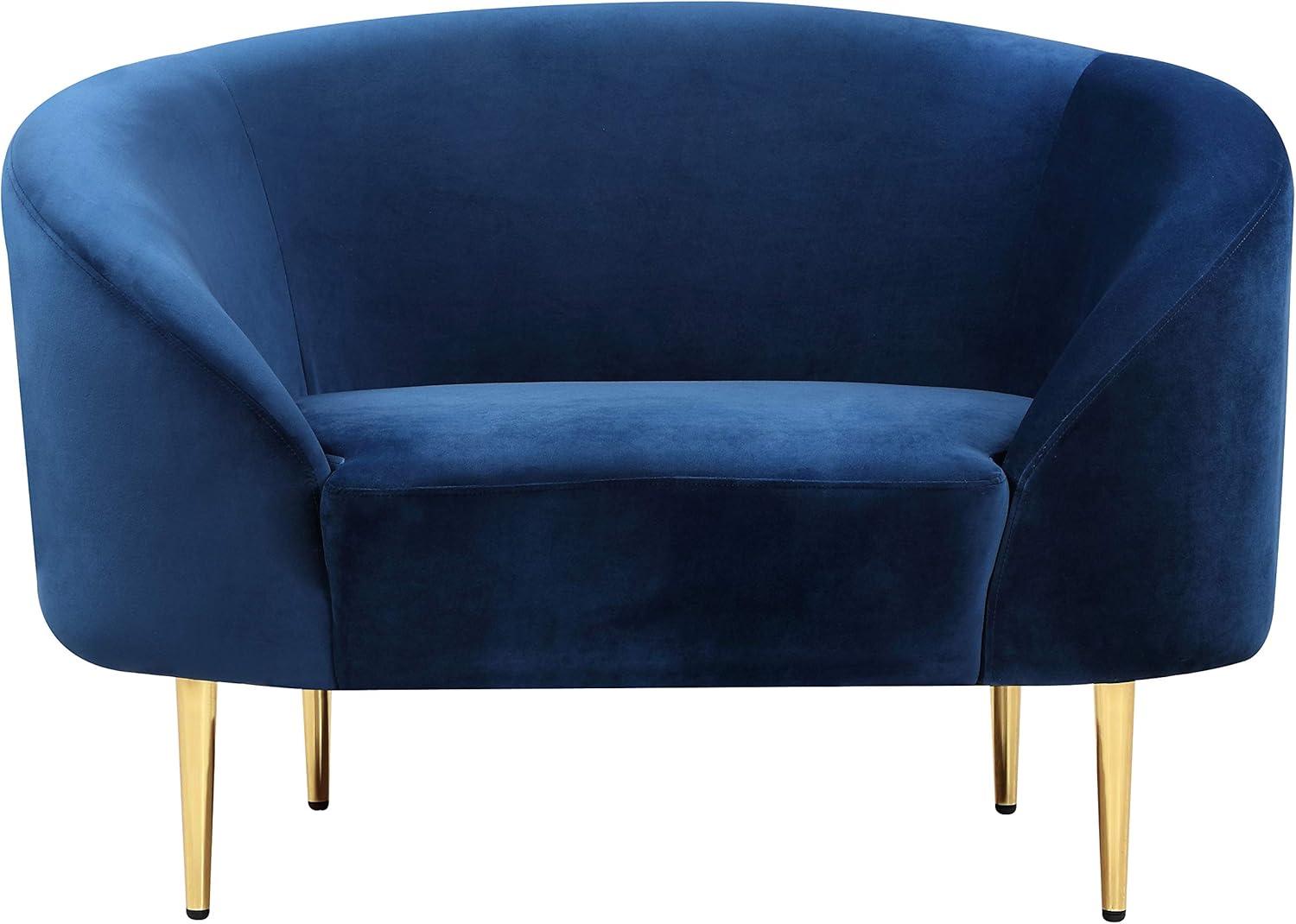 Meridian Furniture Ritz Velvet Accent Chair in Navy and Gold