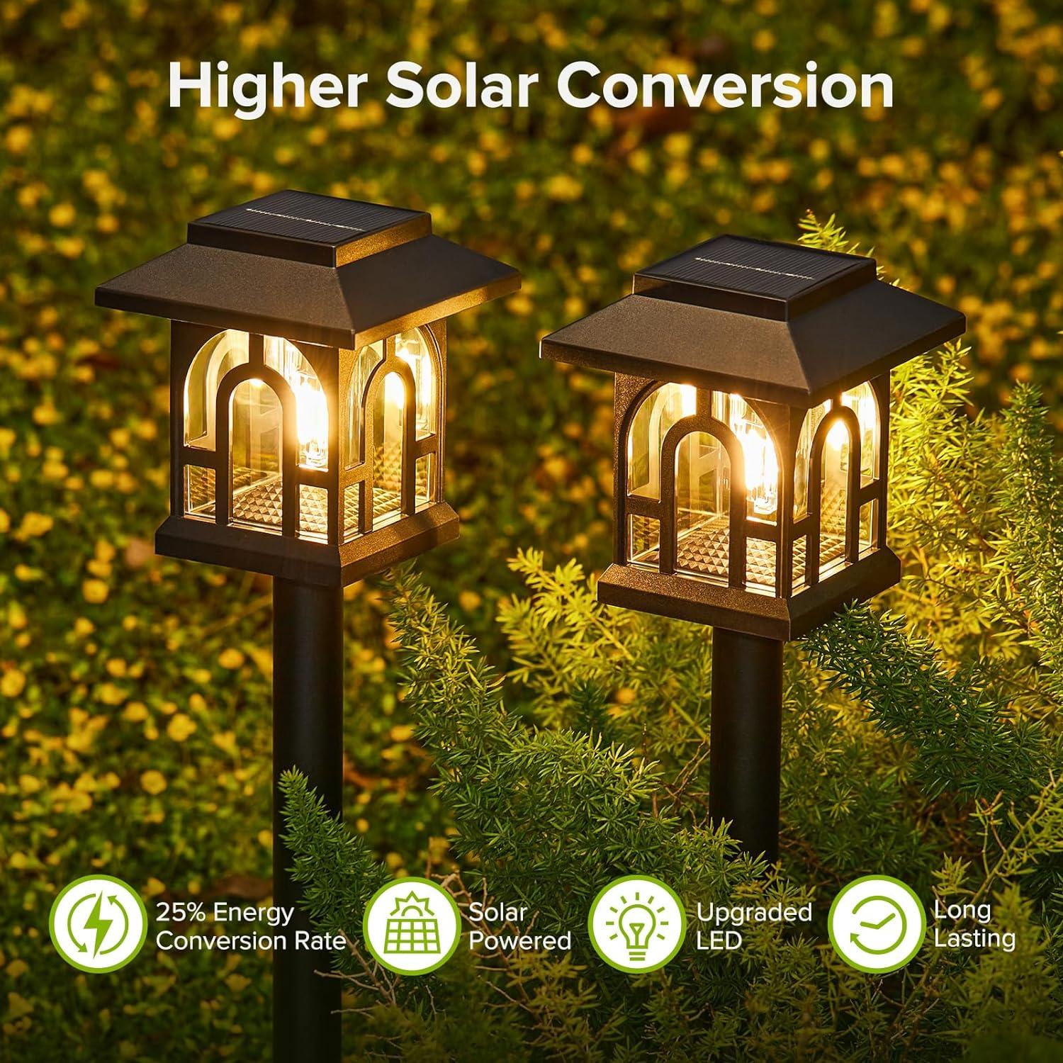 Black Solar LED Pathway Lights with Weatherproof Design, 10 Pack