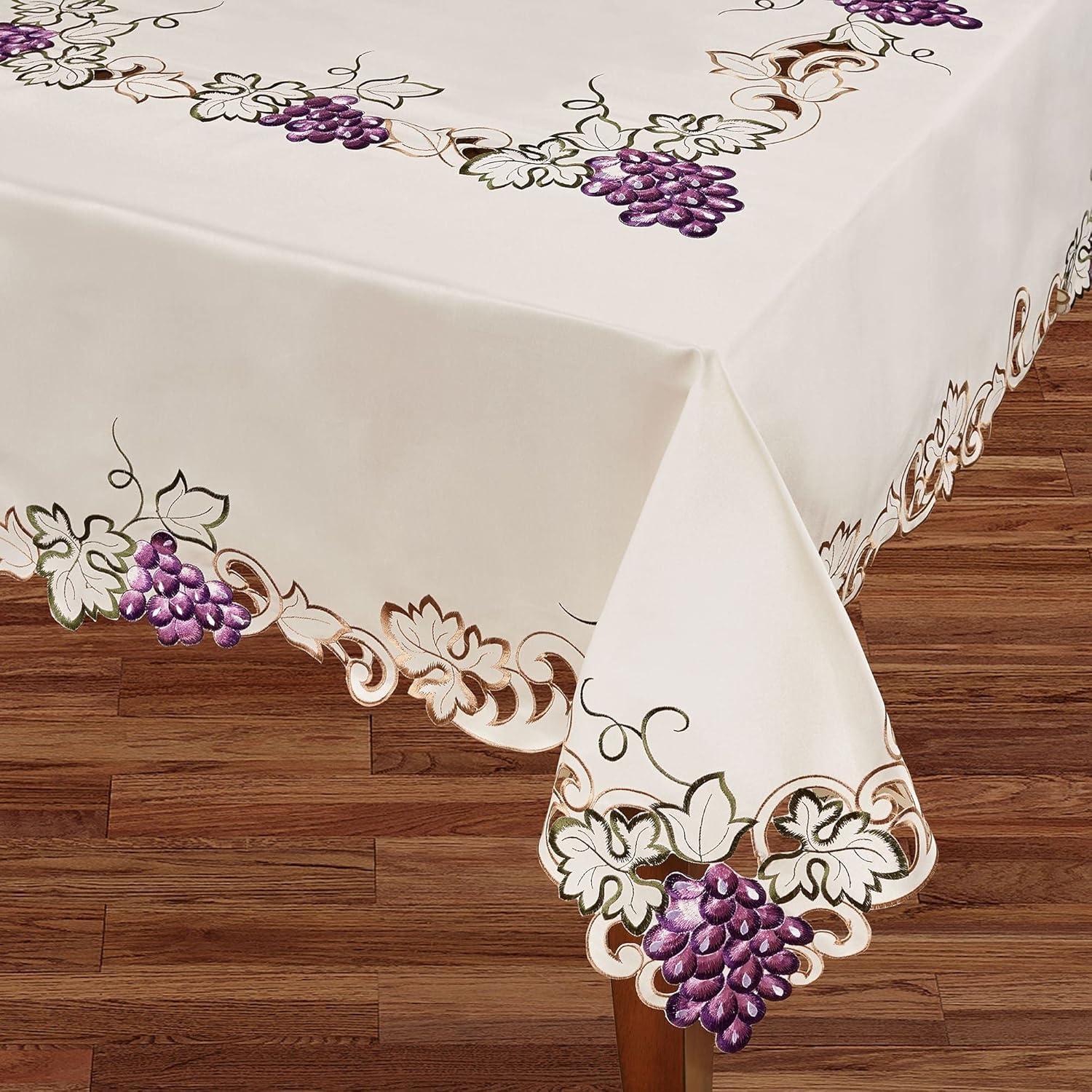 Light Cream Polyester Satin Oblong Tablecloth 70 x 84 Inches