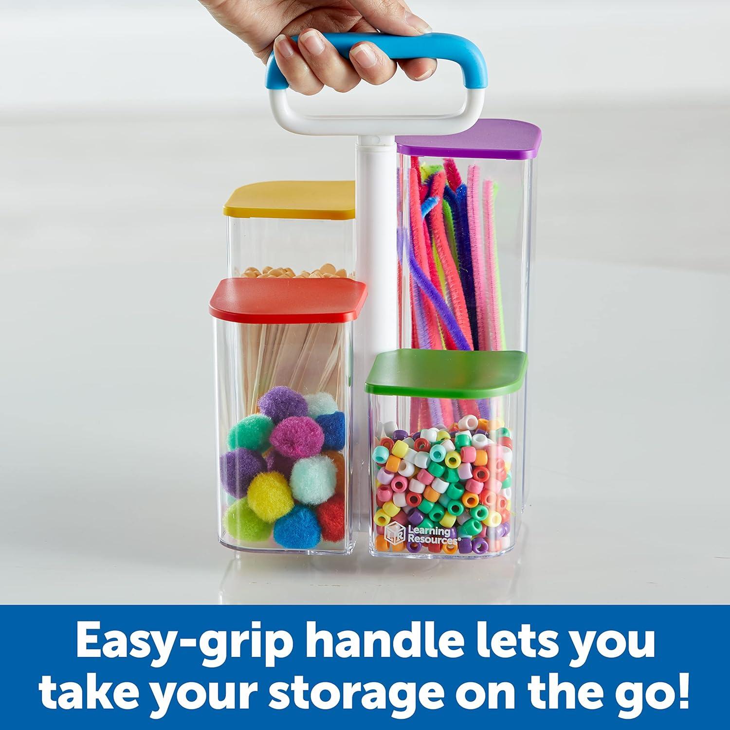 Colorful Stackable Kids' See-Thru Storage Caddy with Lids