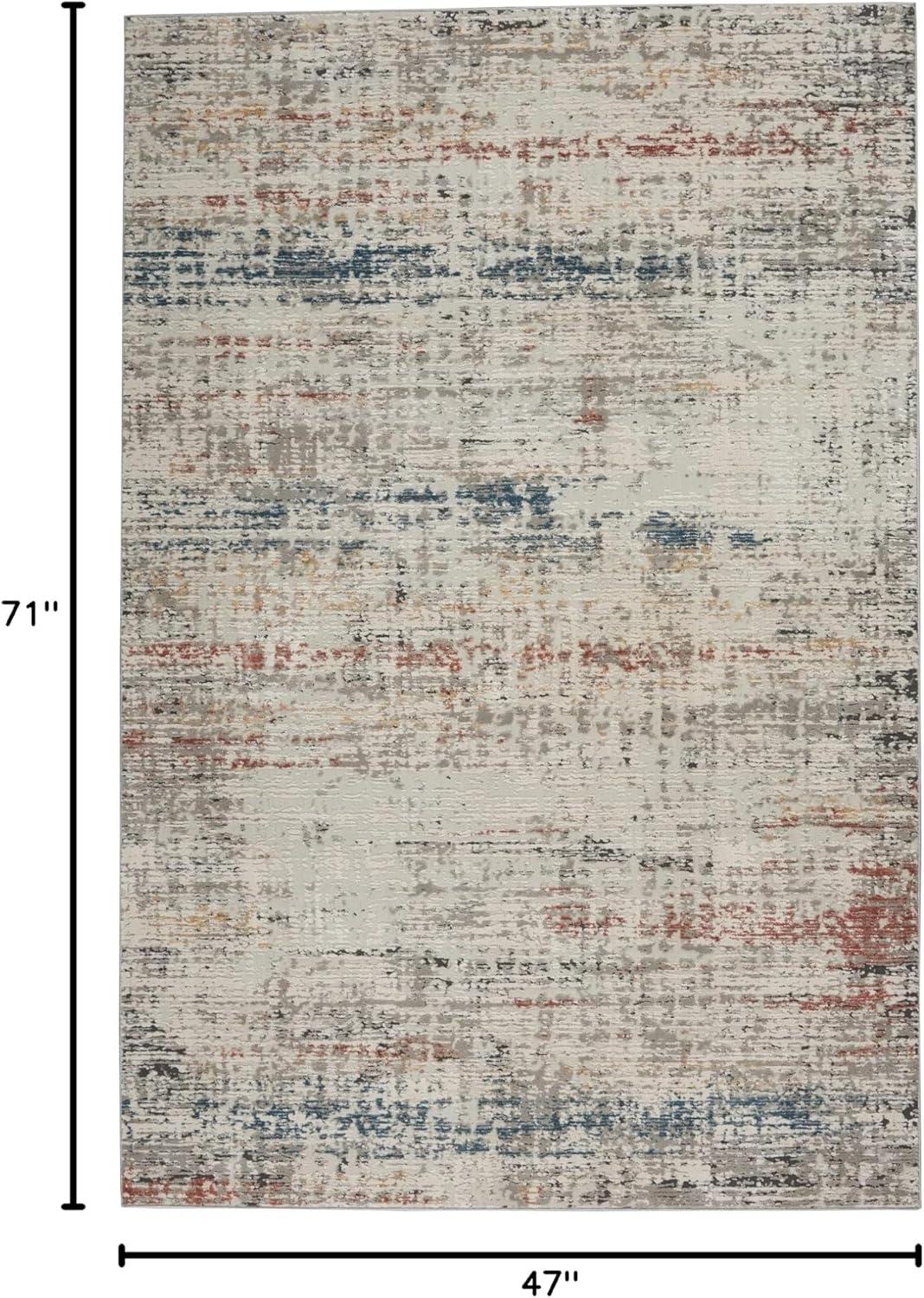 Rustic Textures Modern Abstract Gray 4' x 6' Synthetic Area Rug