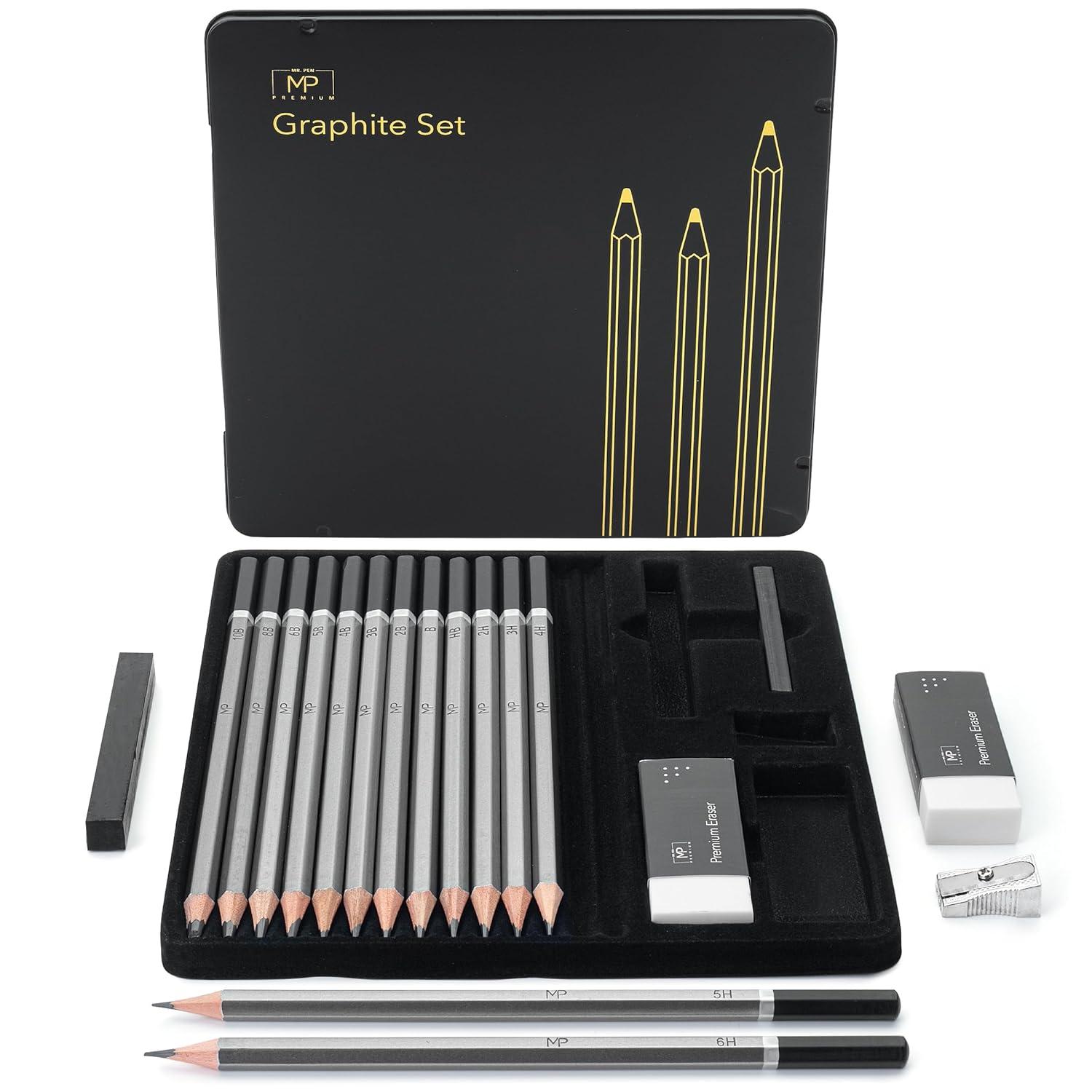 Mr. Pen- Sketch Pencils for Drawing, 19 pcs, Drawing Pencils for Sketching with Graphite Sticks
