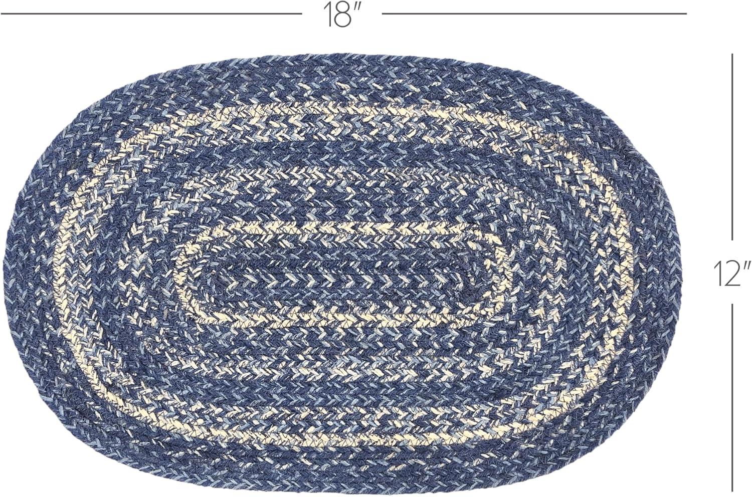 VHC Brands Mantel Individual de Mesa Great Falls Azul, Azul Blanco, Mezcla de Yute, Rectangular, 10x15 Pulgadas