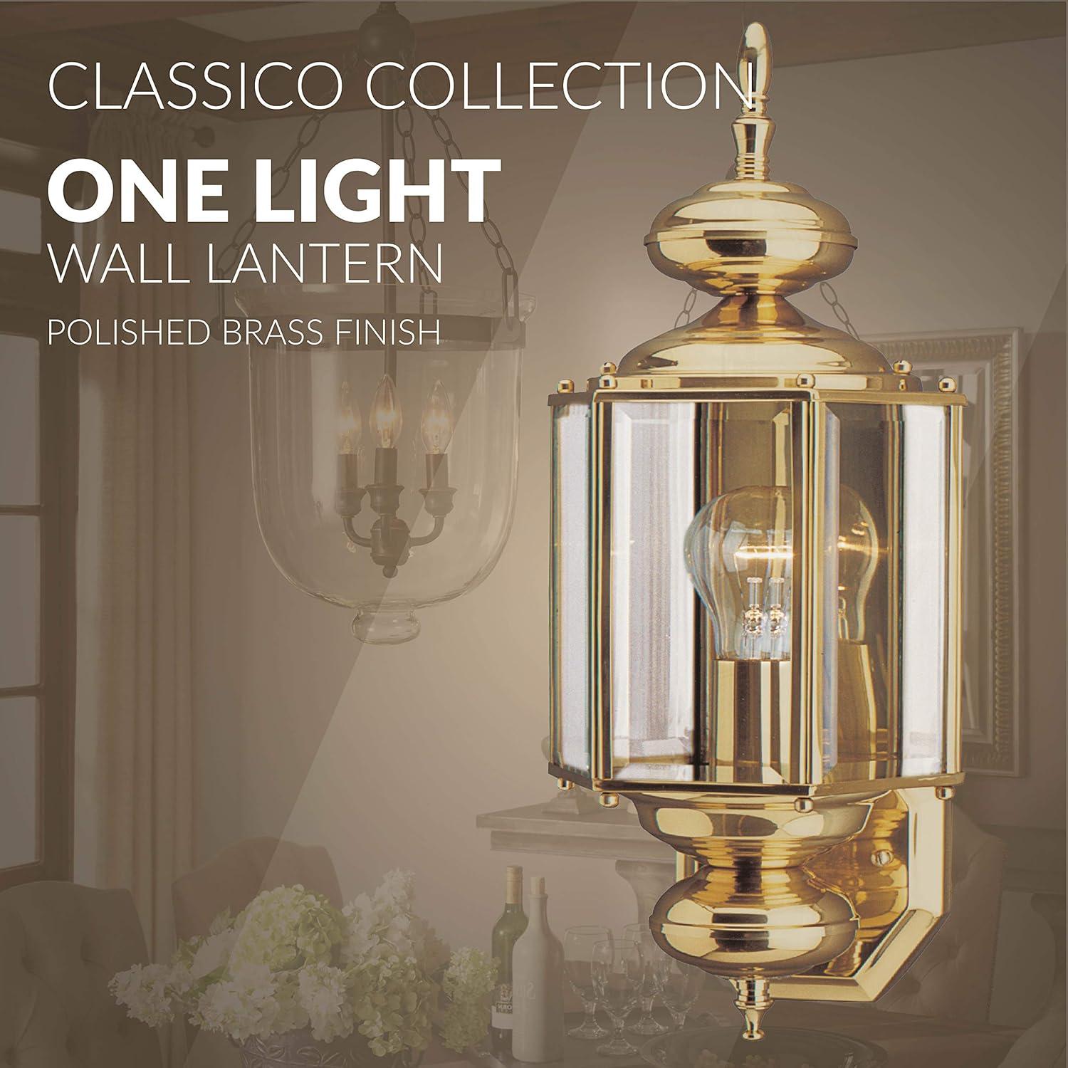 Polished Brass Outdoor Wall Lantern with Clear Beveled Glass