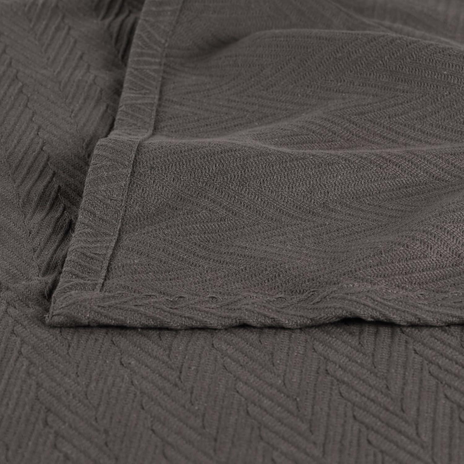 Superior Dobbyweave Knit Cotton Blanket, All Season Bed Blanket, Full/Queen 88" x 100", Charcoal