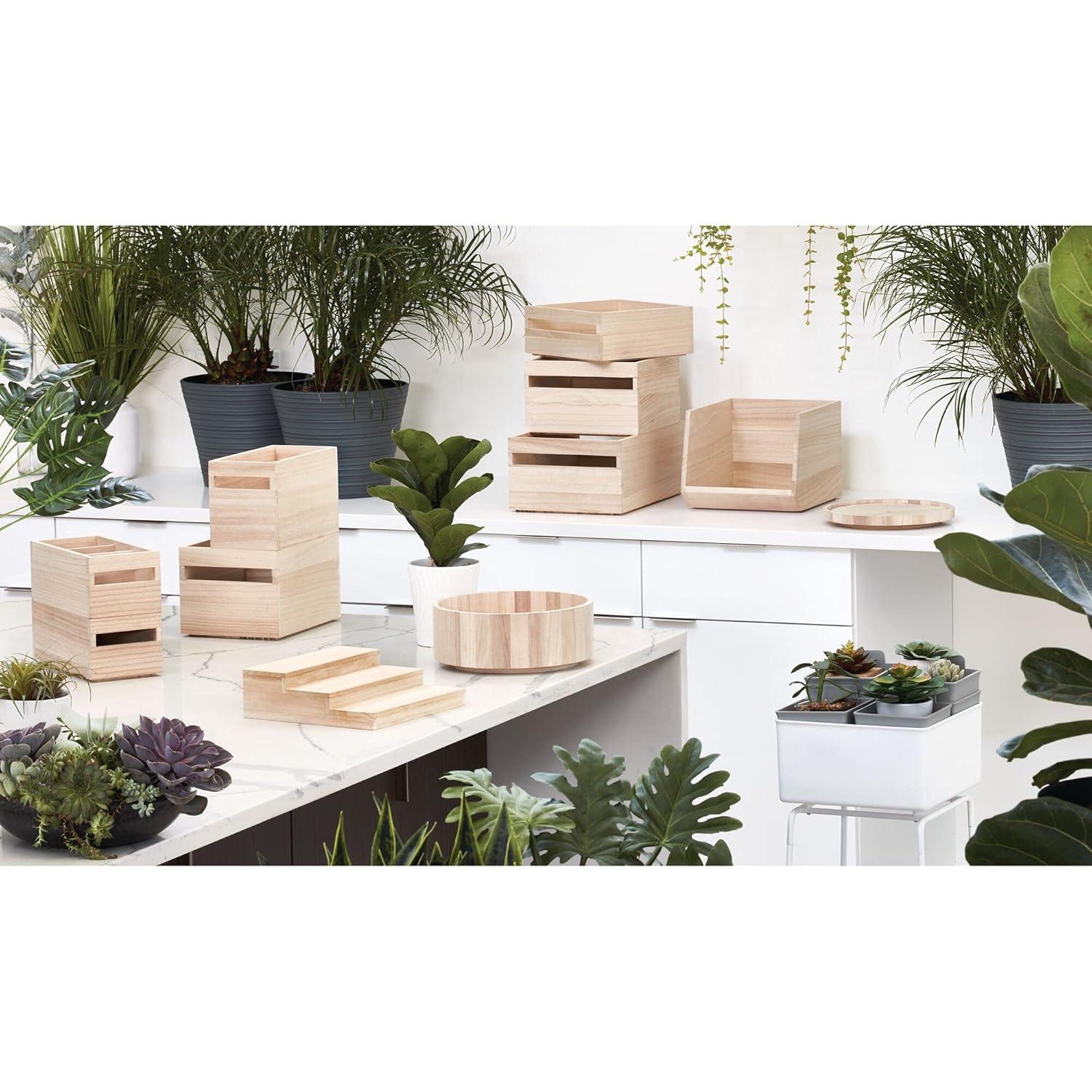 iDesign , Colección de Madera Renovable en Madera Paulownia, Organizador de Plato Giratorio de 10,5" de Alto