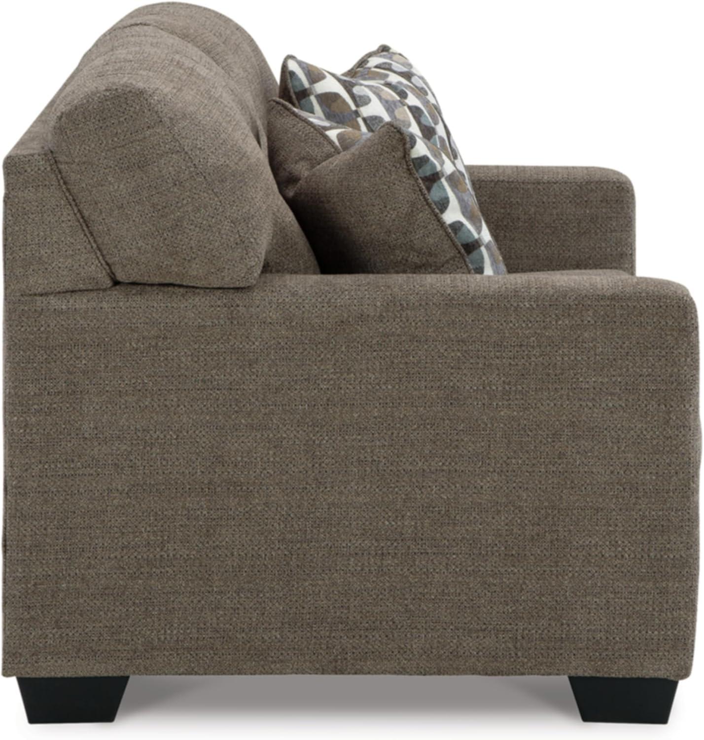 Chocolate Tufted Fabric Loveseat with Track Arms