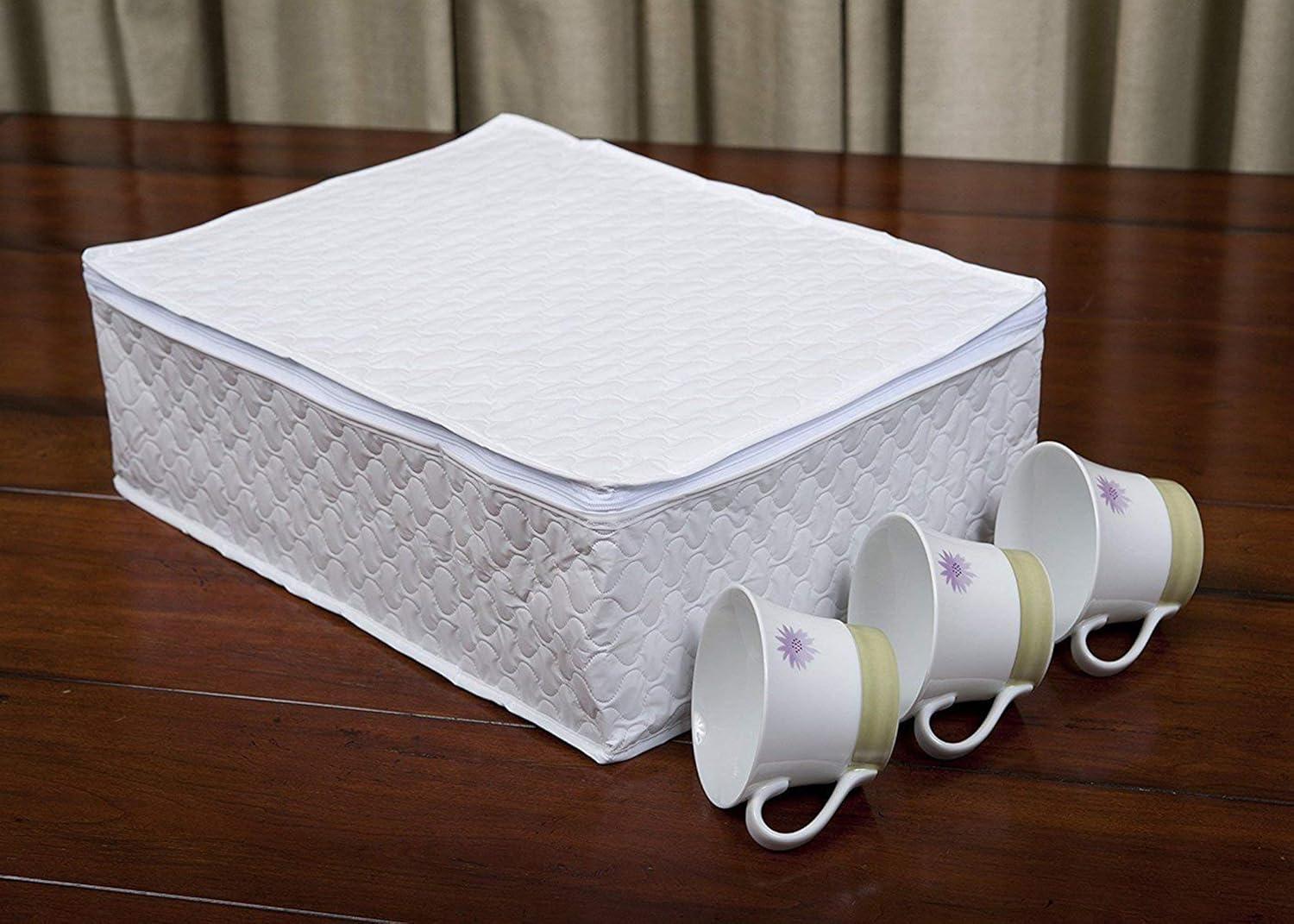 LAMINET Quilted Mug/Cup Storage Case - Holds Up to 12 Mugs/Cups - WHITE -6501A-FBM