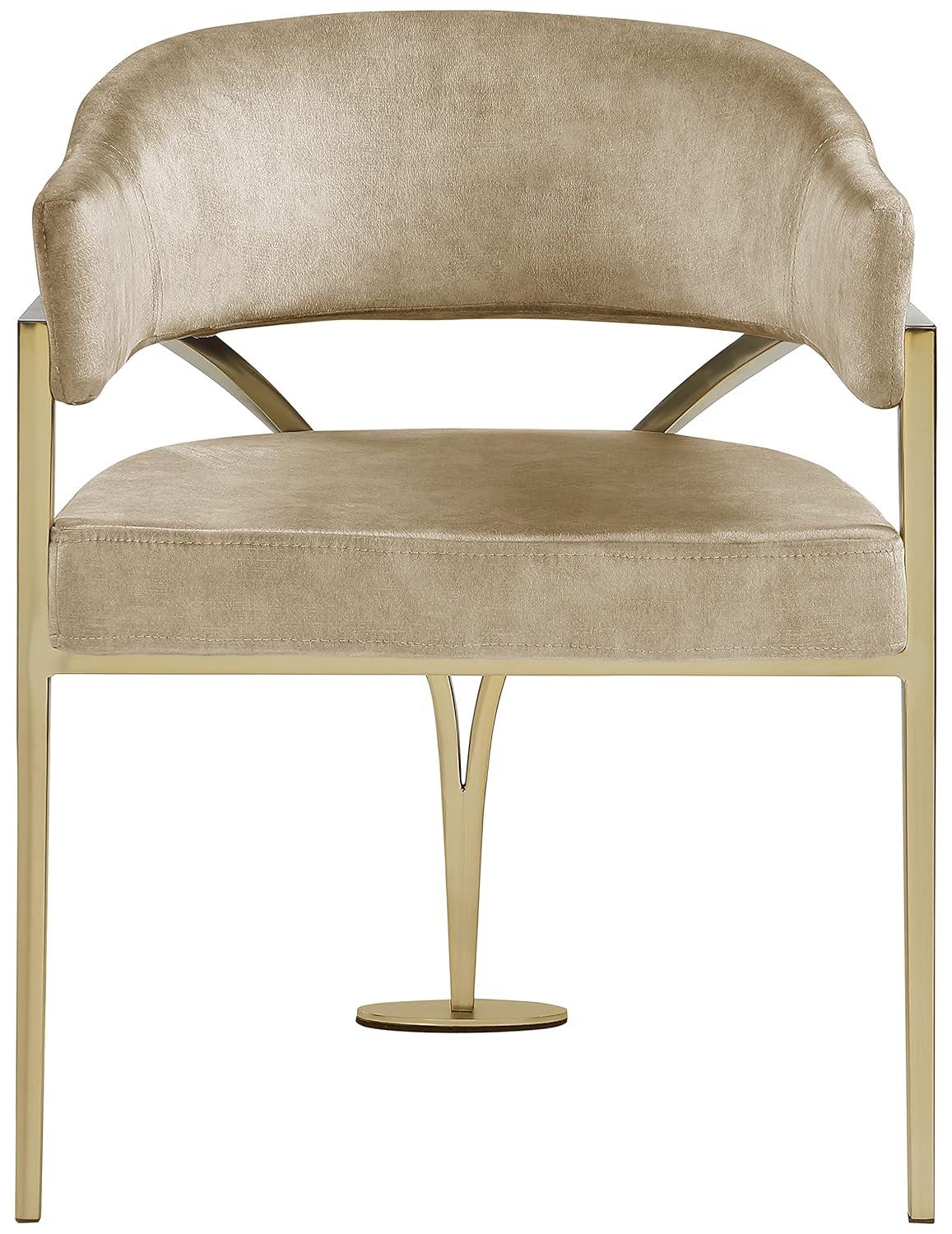 Meridian Furniture,Madelyn Beige Velvet Dining Chair, Set of 2