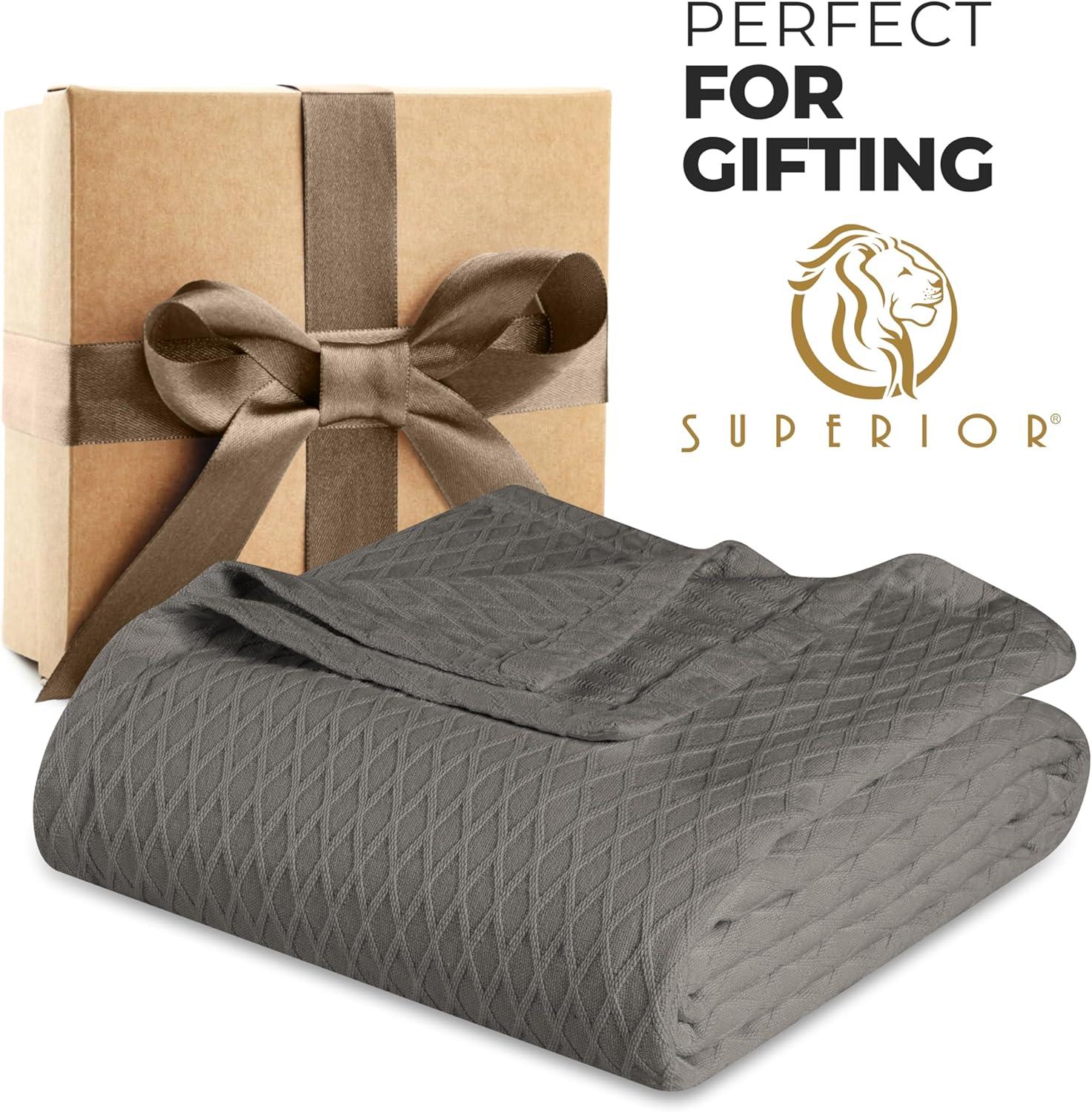 Superior Diamond Weave All-Season Bedding Cotton Throw Layering Blanket