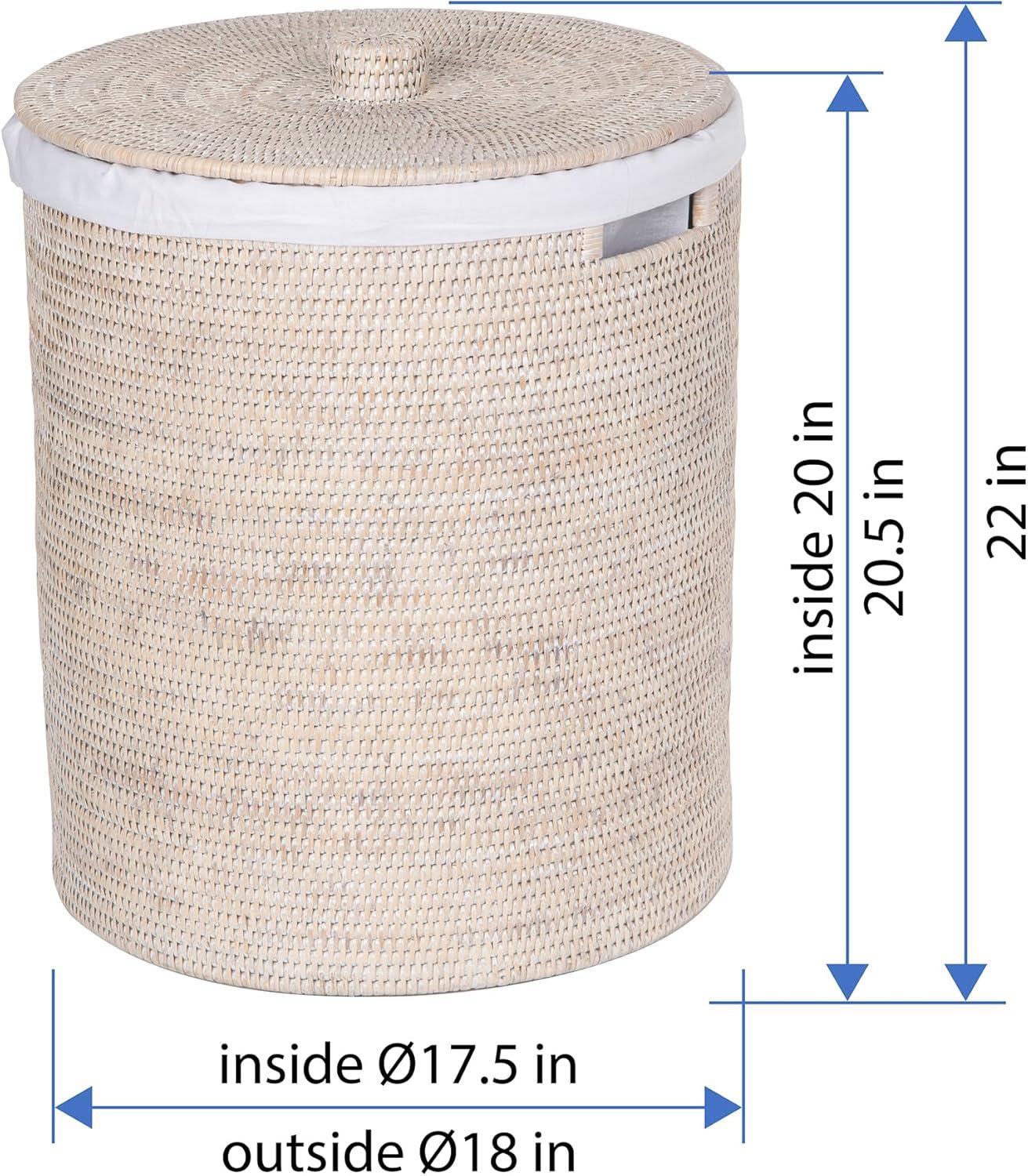 La Jolla Round Wicker Hamper with Lid and Liner