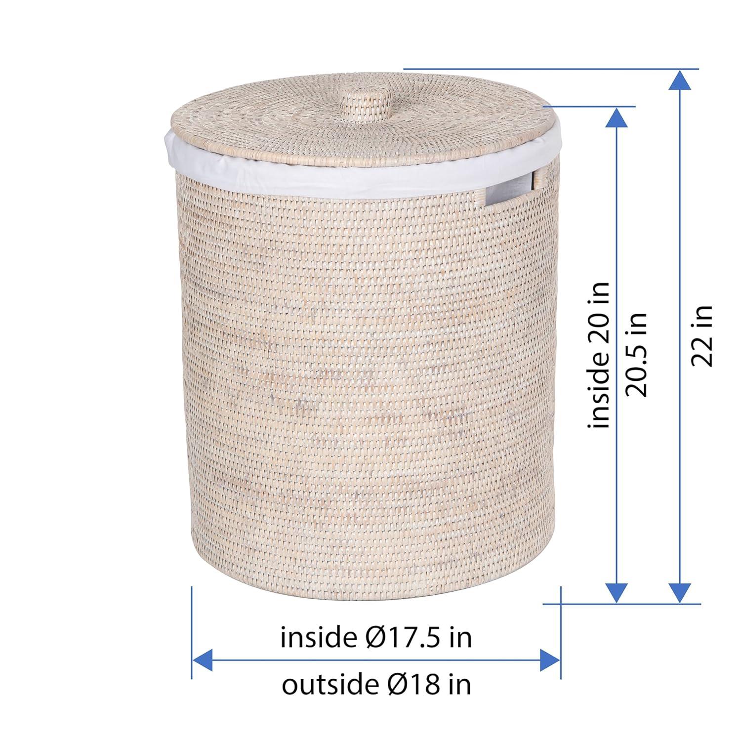 La Jolla Round Wicker Hamper with Lid and Liner