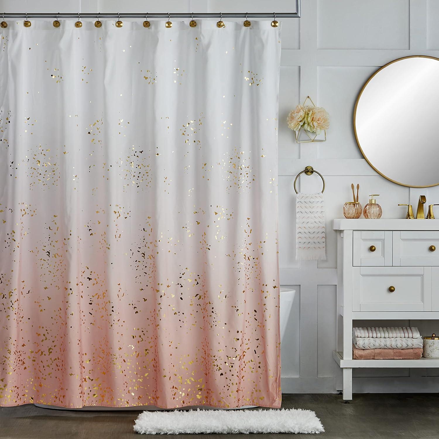 Splatter Shower Curtain Pink - Saturday Knight Ltd.: Polyester Bath Curtain, Machine Washable, Ombre Design