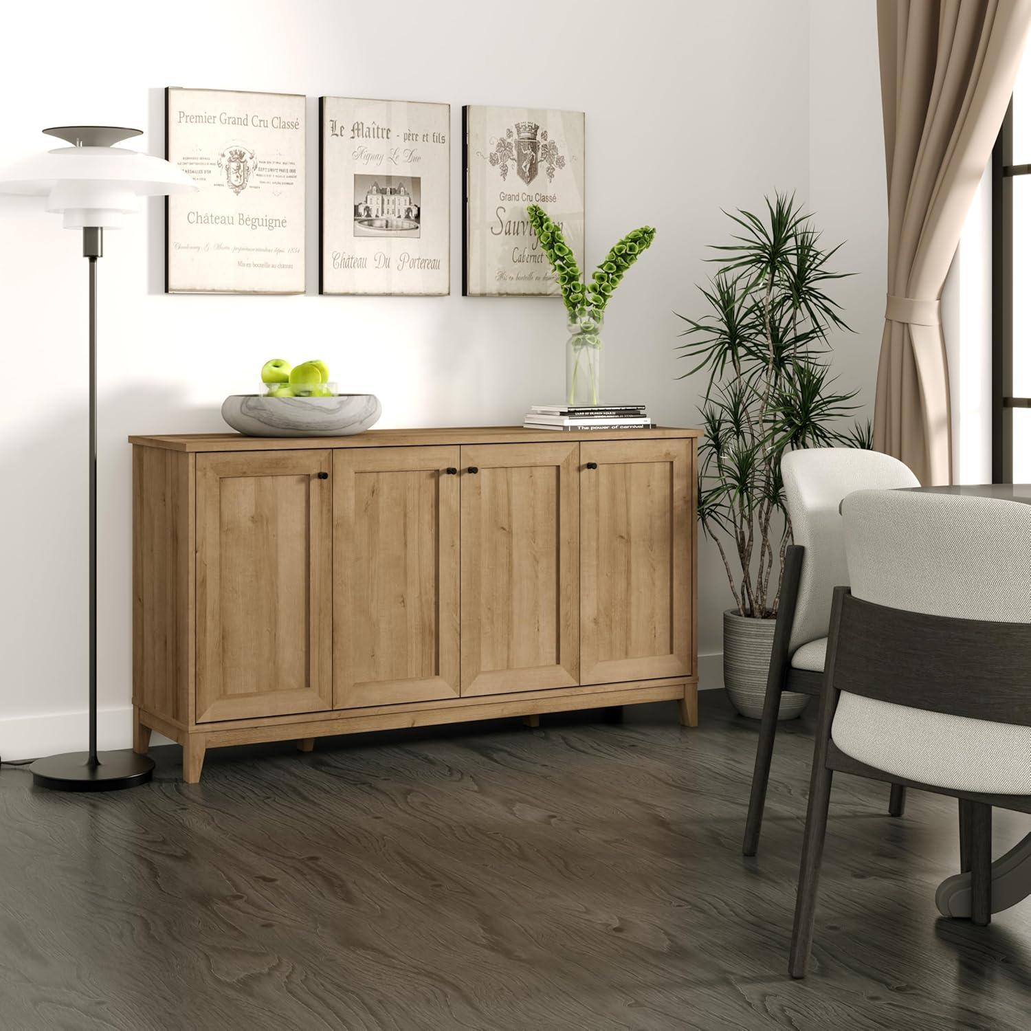 Millwood Pines Gonroff 4 Panel Door Console Table Storage Cabinet with Doors and Shelves, Sideboard Storage Cabinet